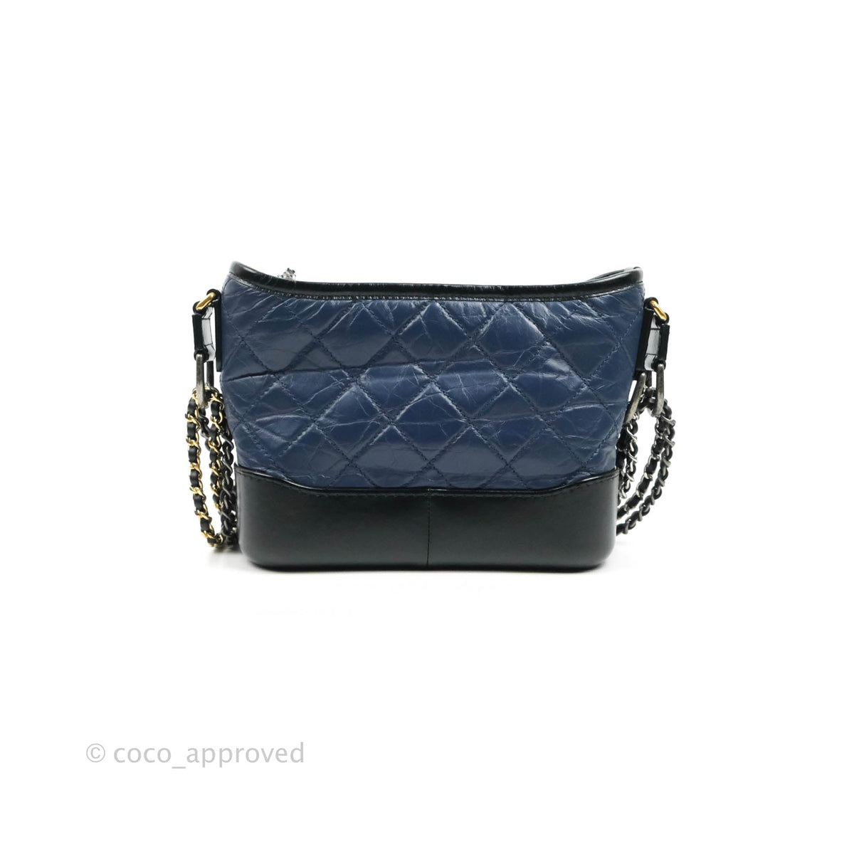 Chanel Quilted Small Gabrielle Hobo Navy Black Aged Calfskin Mixed