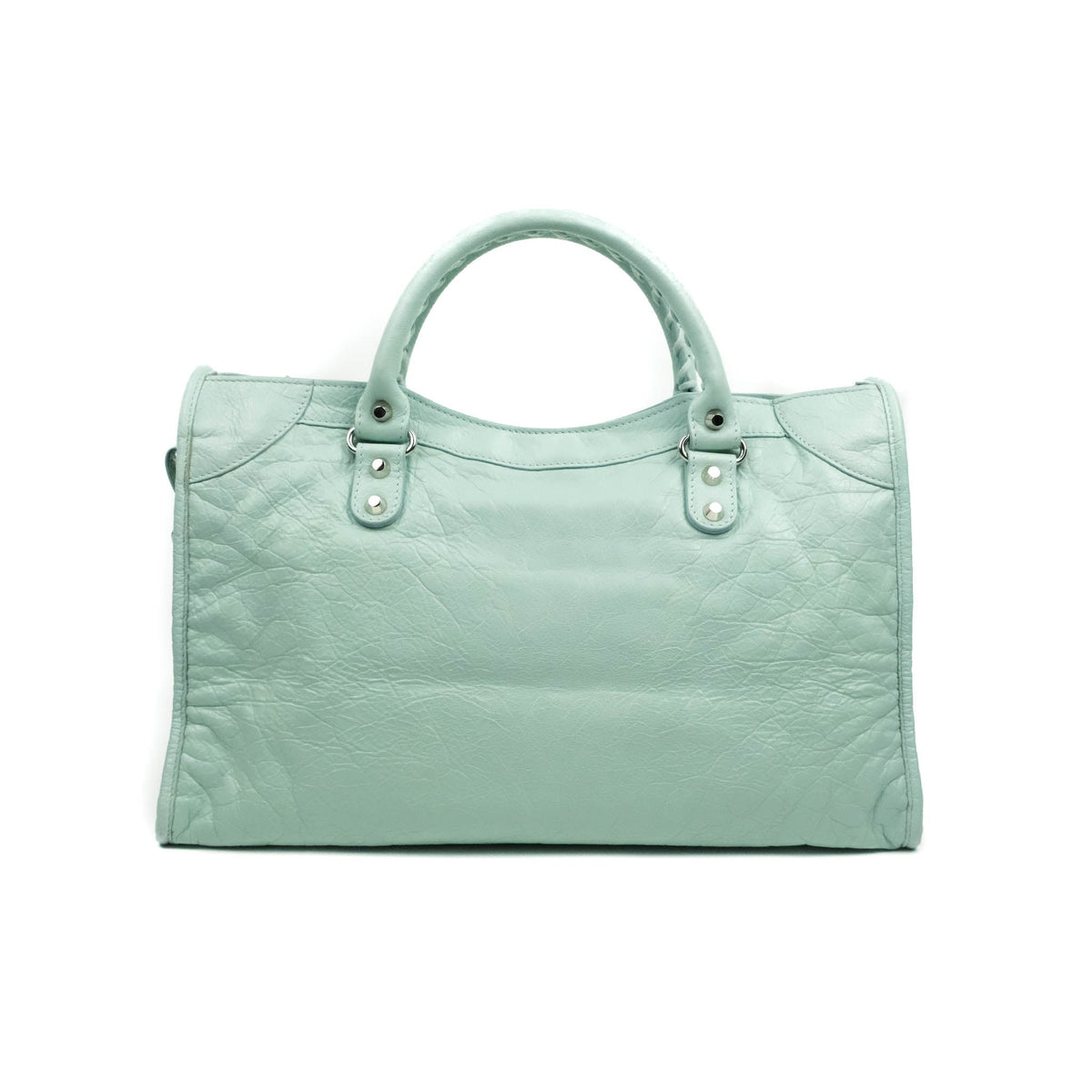 Balenciaga City Bag Tiffany Blue Calfskin Silver Hardware – Coco Approved Studio