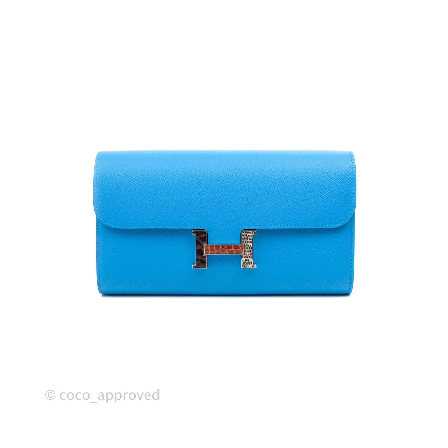 Constance long to go leather wallet Hermès Blue in Leather - 32567591