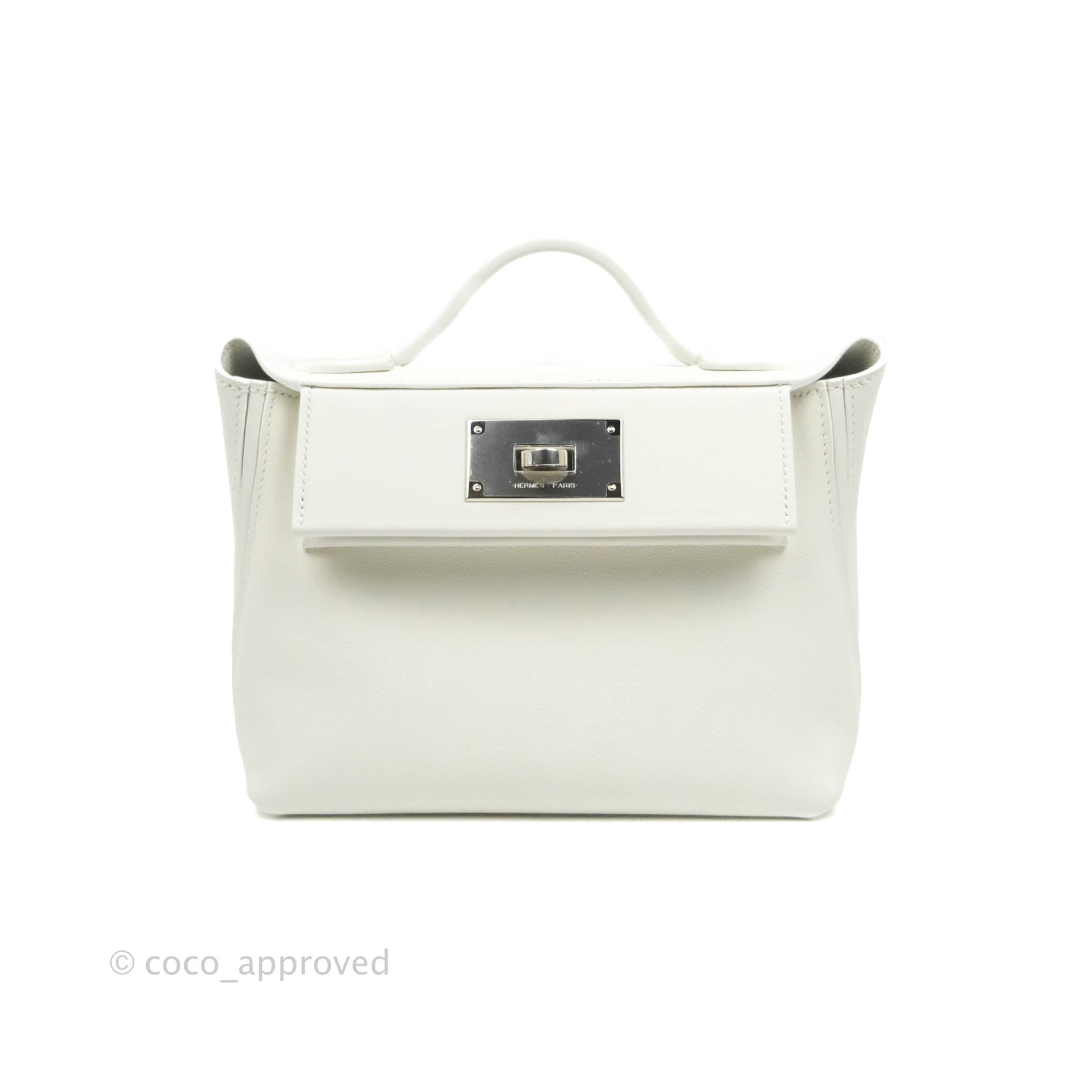 Hermès 24/24 21 Mini Blanc Evercolour Swift Palladium Hardware