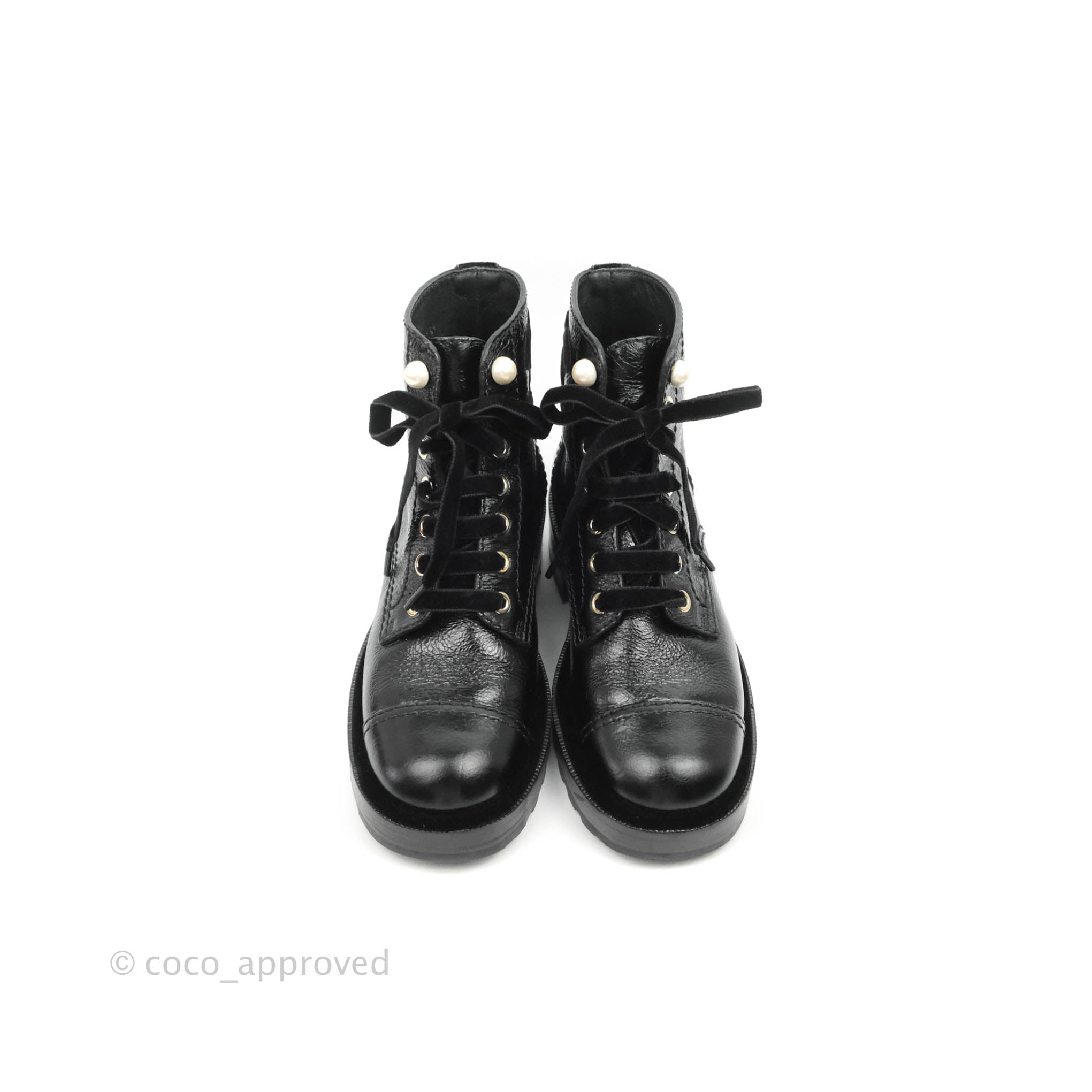 Chanel velvet clearance combat boots