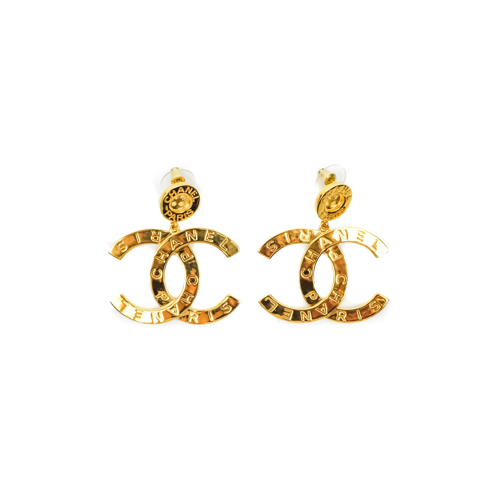 Chanel gold button earrings Clearance