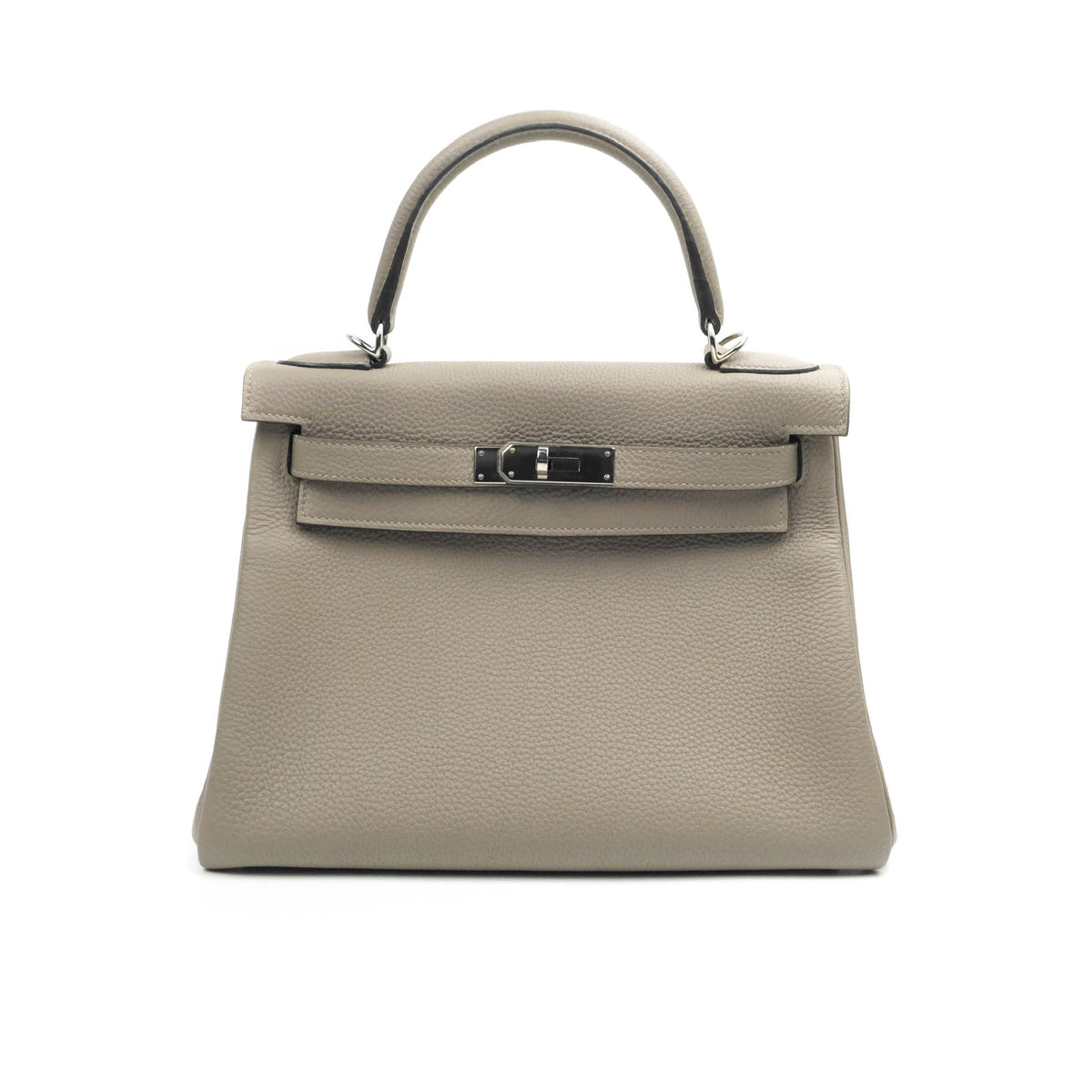 Hermes Taupe Taurillon Clemence Leather Palladium Hardware