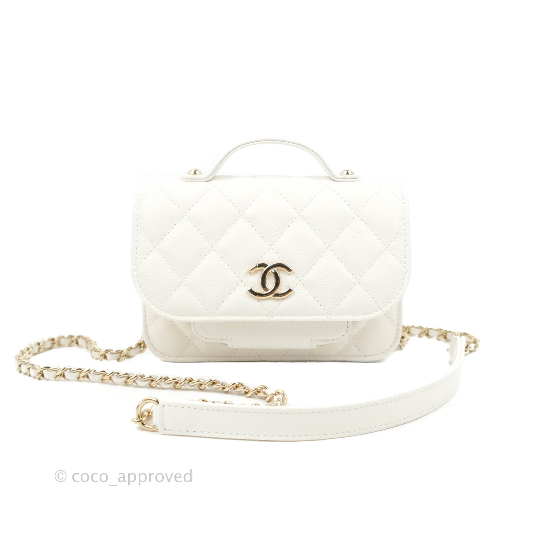 CHANEL Caviar Quilted Business Affinity Clutch With Chain Flap Yellow  1276888