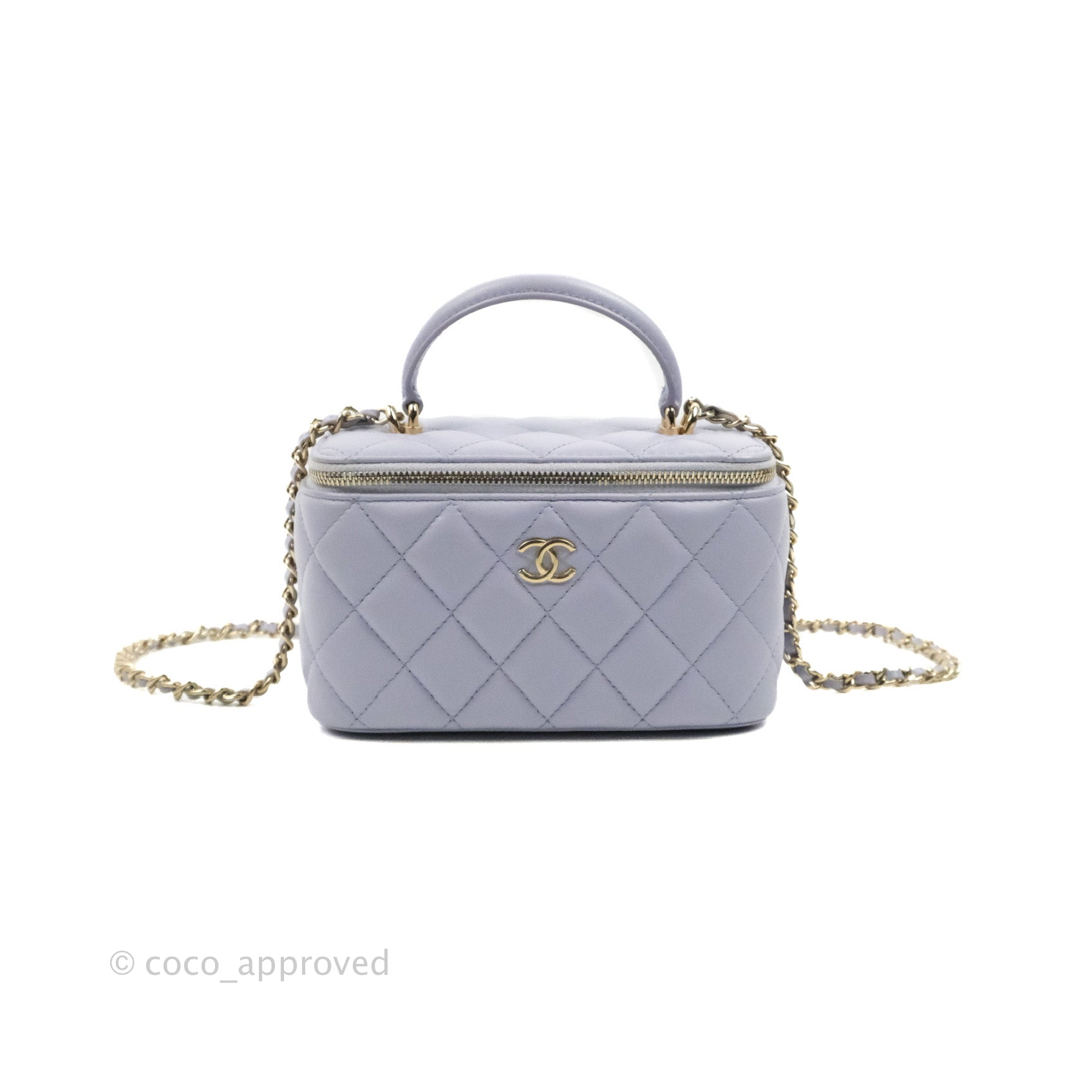 Chanel Small Classic CC Vanity Case Purple Lambskin Gold Hardware – Madison  Avenue Couture