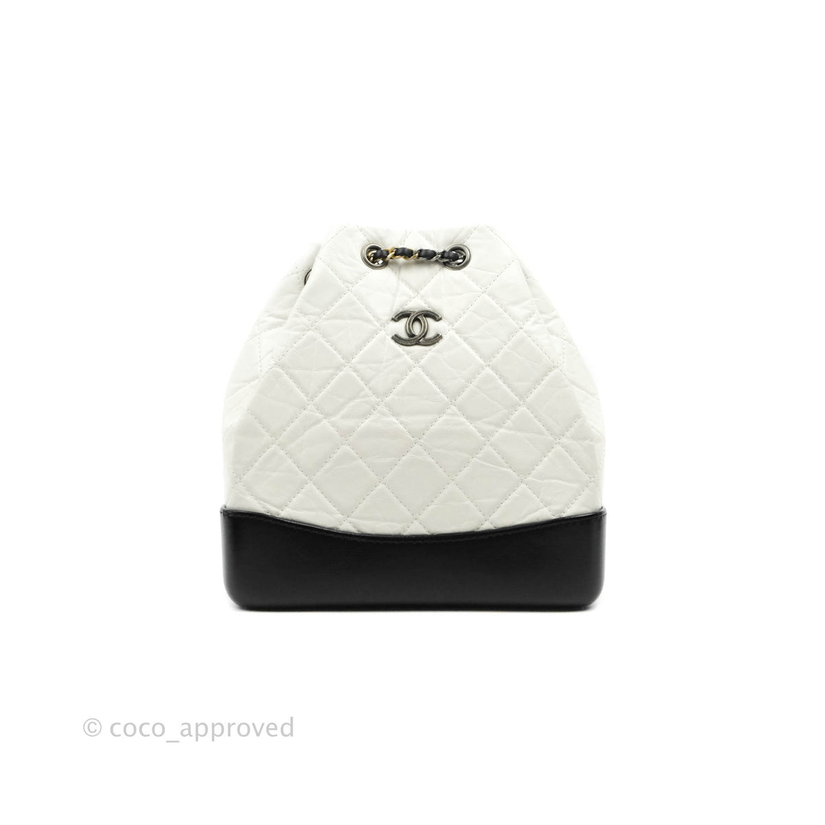 CHANEL Patent Goatskin Quilted Small Gabrielle Backpack White 403933