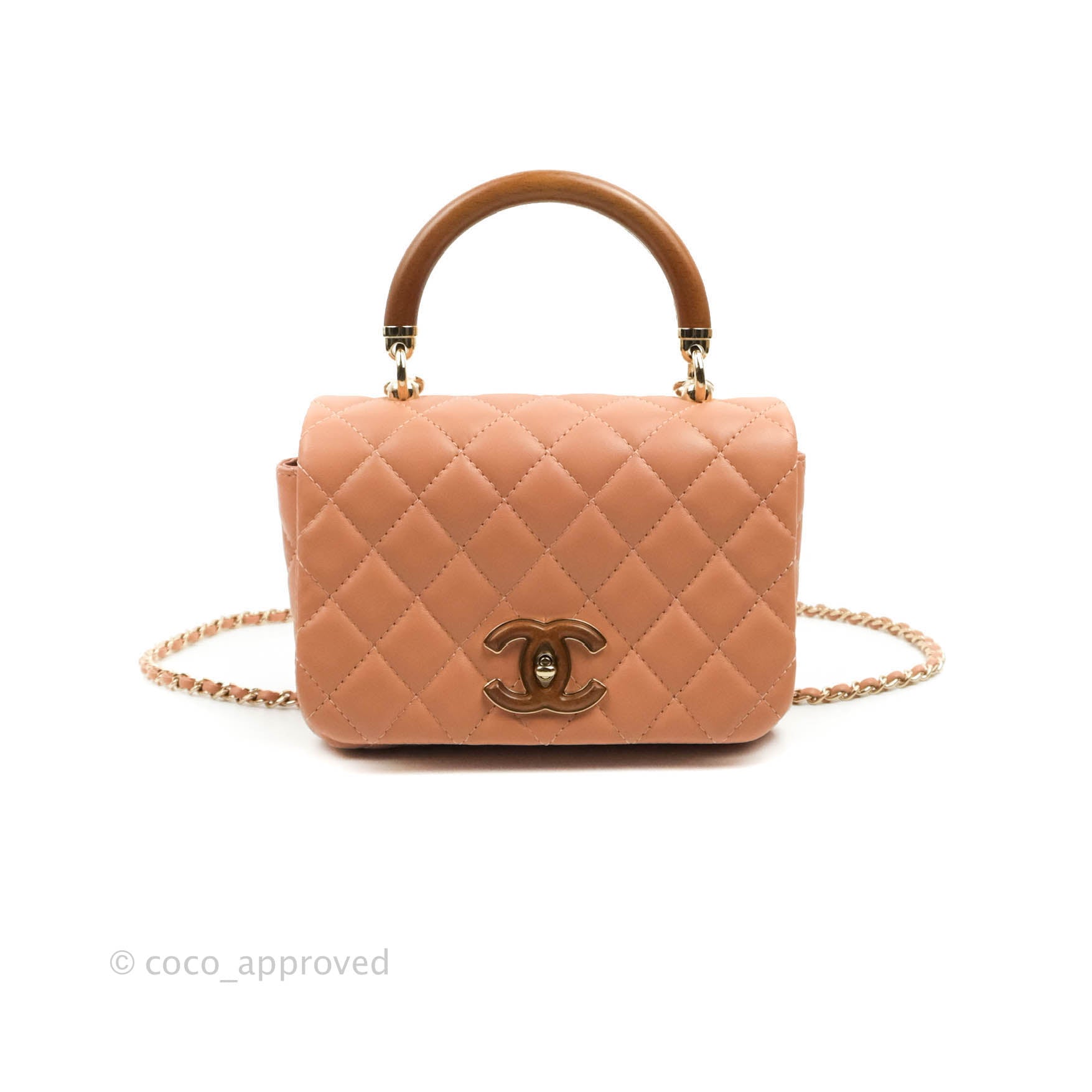 Chanel coco handle bag Beige Gold hardware Leather ref.871297 - Joli Closet