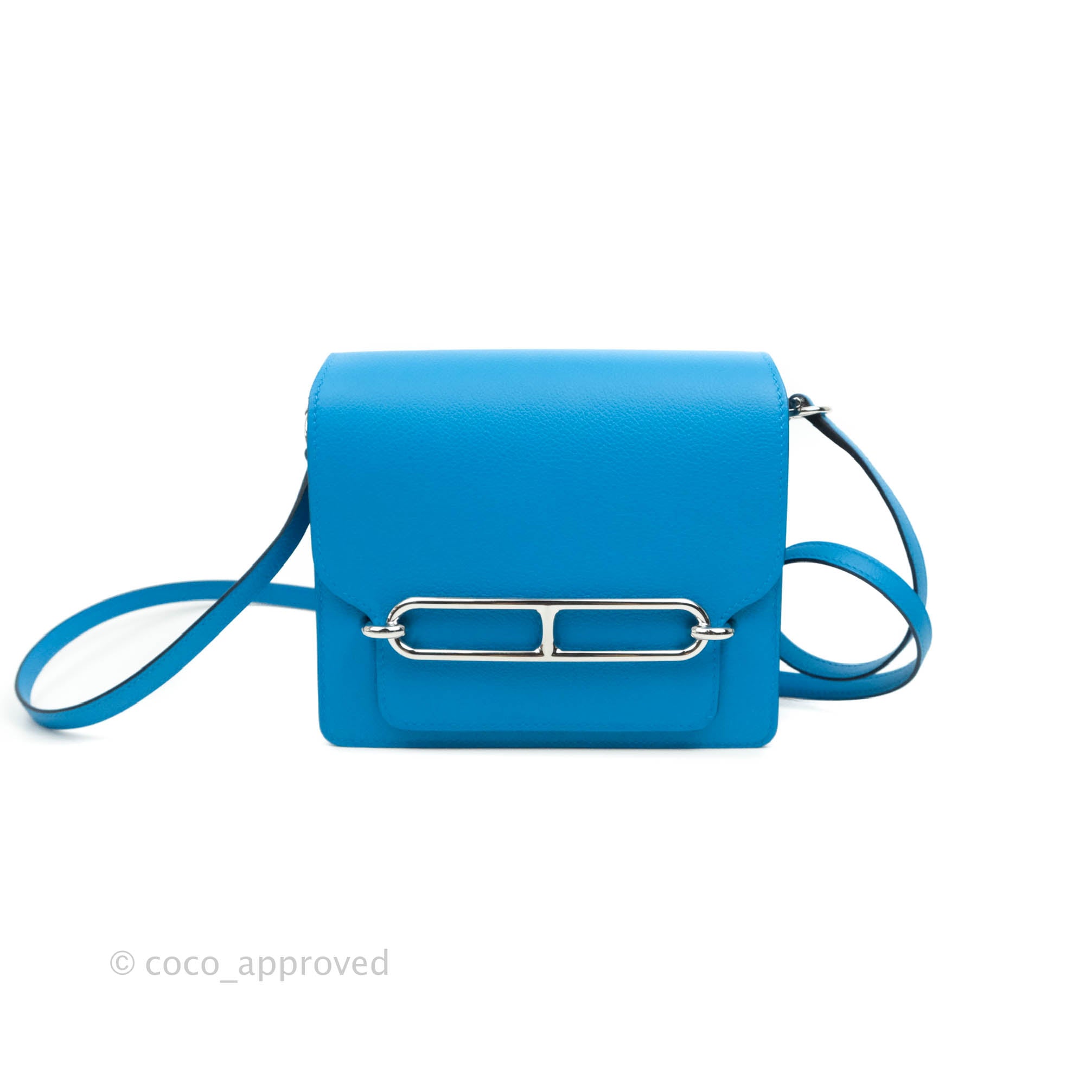 HERMES Roulis 23 Shoulder Handbag Bleu Hydra Evercolor Leather
