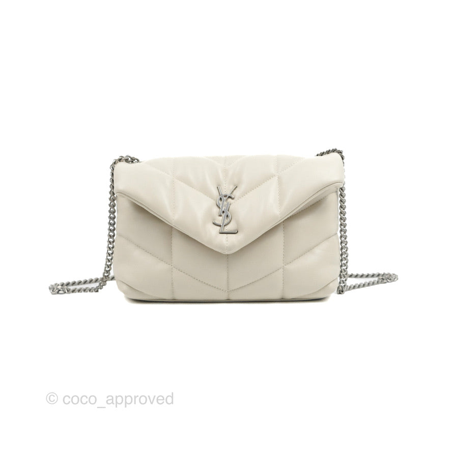 Saint Laurent White Loulou Puffer Toy leather bag