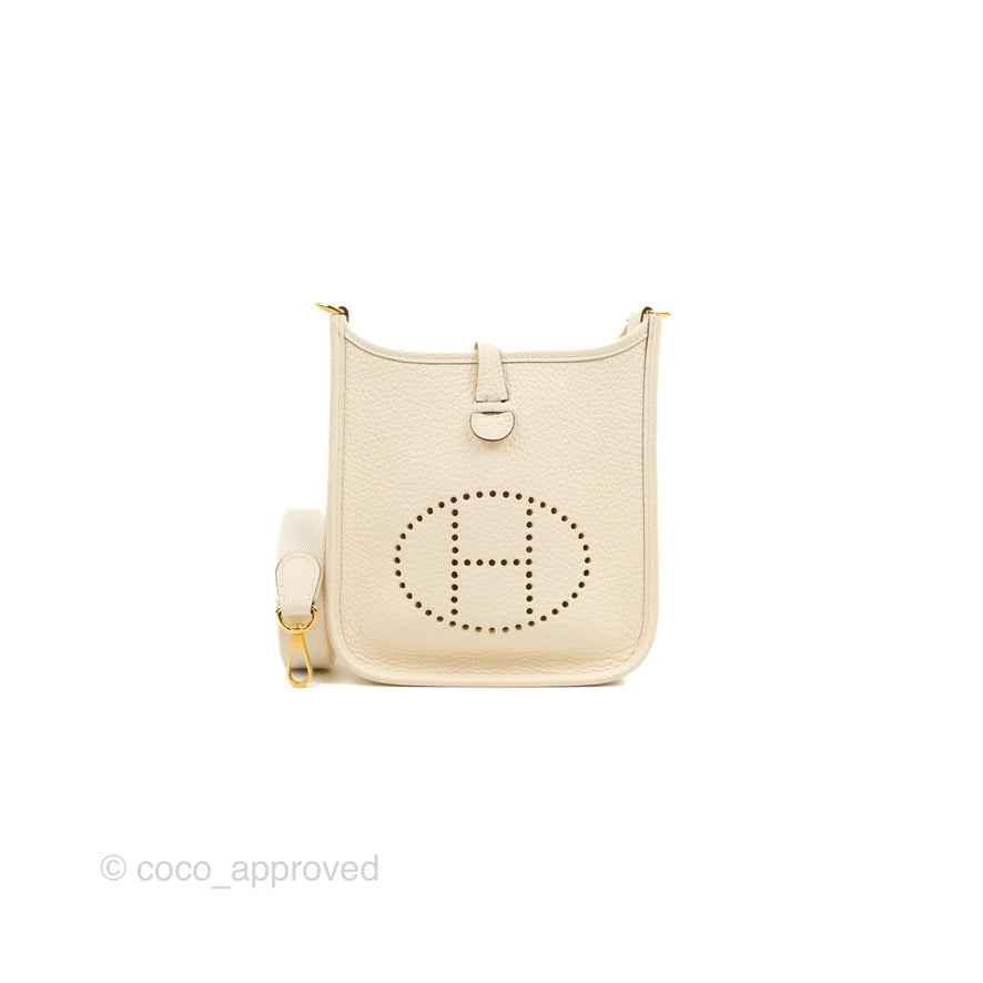 Hermès Mini Evelyne 16 Etoupe Clemence Silver Hardware with Bleu Indig –  Coco Approved Studio