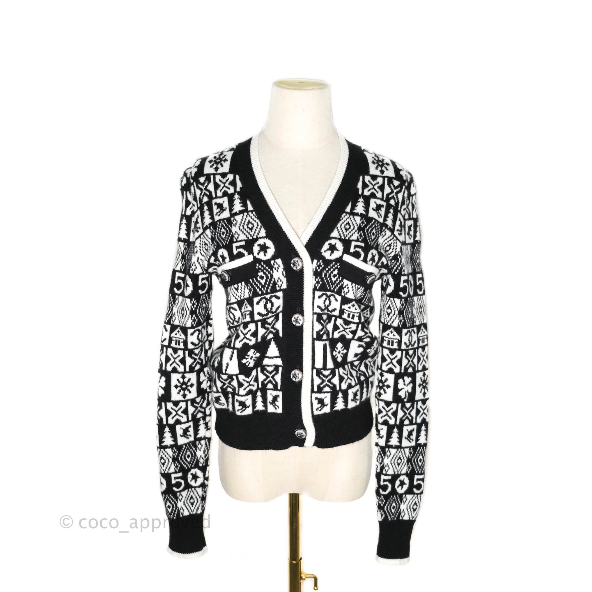 Chanel cardigan black and white Clearance
