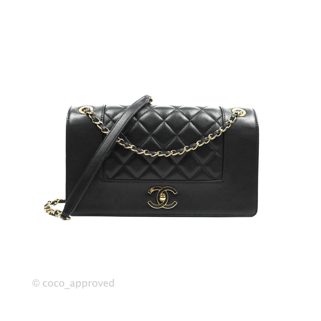 Chanel Mademoiselle Vintage Flap Bag Black Calfskin Gold Hardware