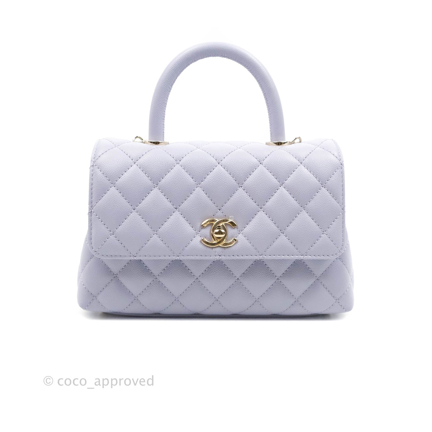 Chanel Mini/Small Coco Handle 20A Lilac Quilted Caviar with light