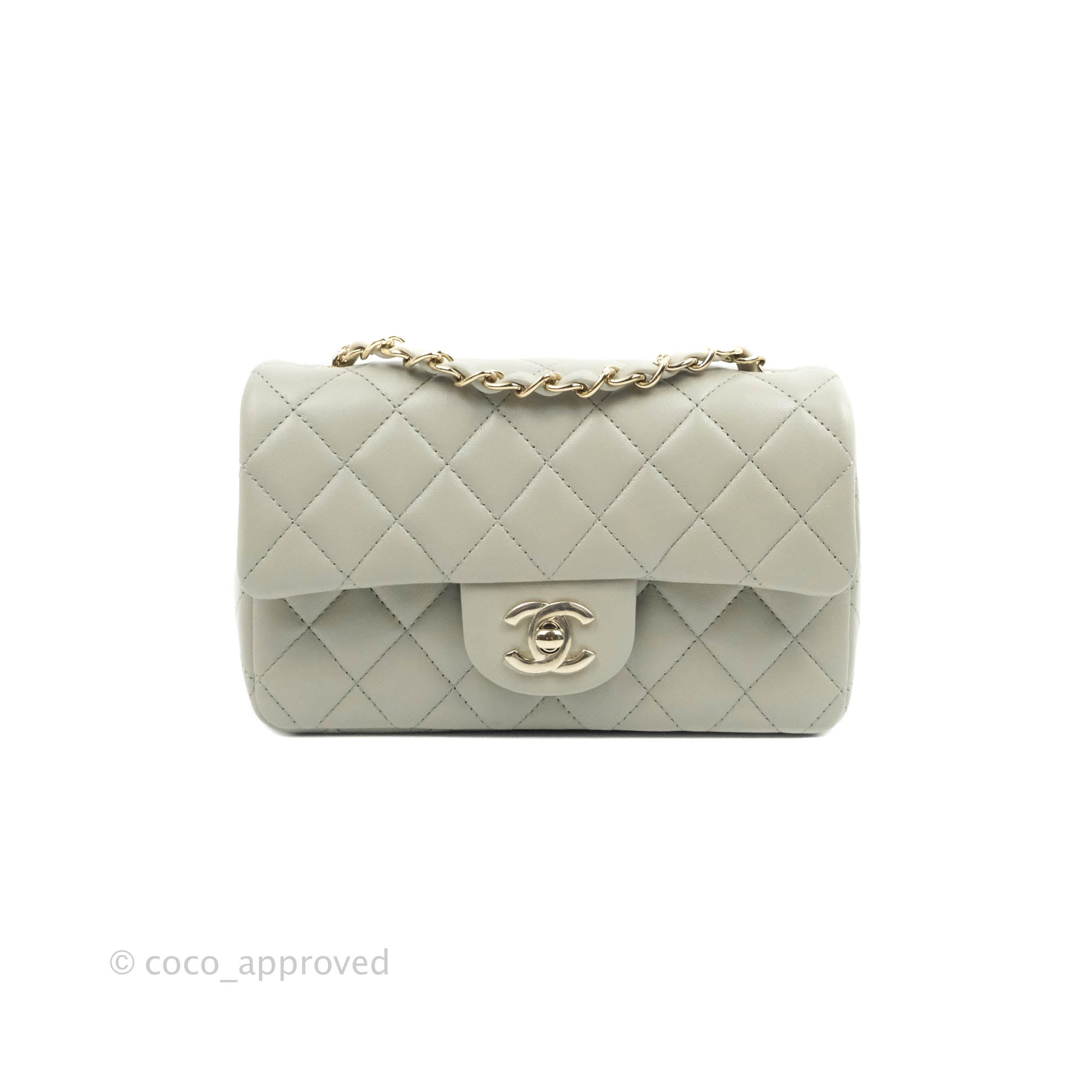 Chanel Mini Square Flap Bag 22C Grey, Luxury, Bags & Wallets on Carousell