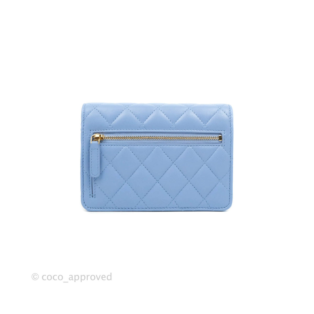 Chanel Quilted Mini Wallet on Chain WOC Blue Lambskin Silver Hardware