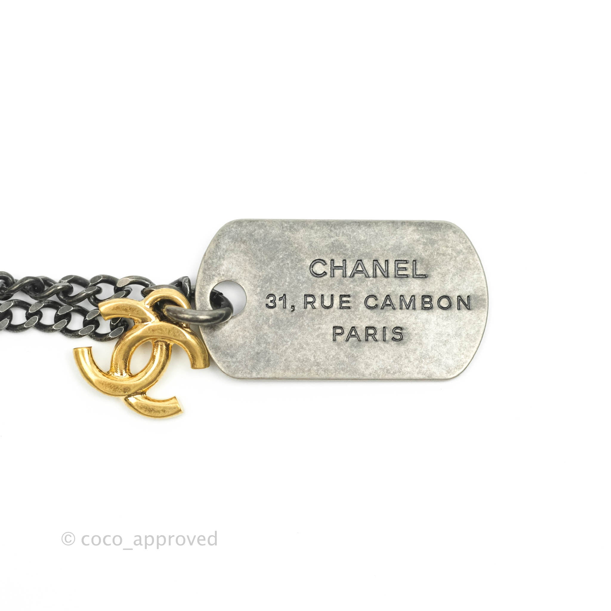Gold 'CC' Luggage Tag Necklace