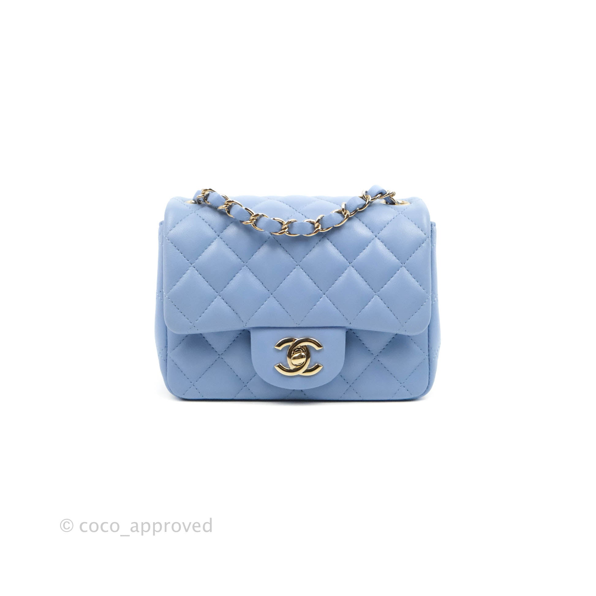 Chanel Light Blue Quilted Lambskin Mini Square Classic Flap Pale Gold  Hardware, 2022 Available For Immediate Sale At Sotheby's
