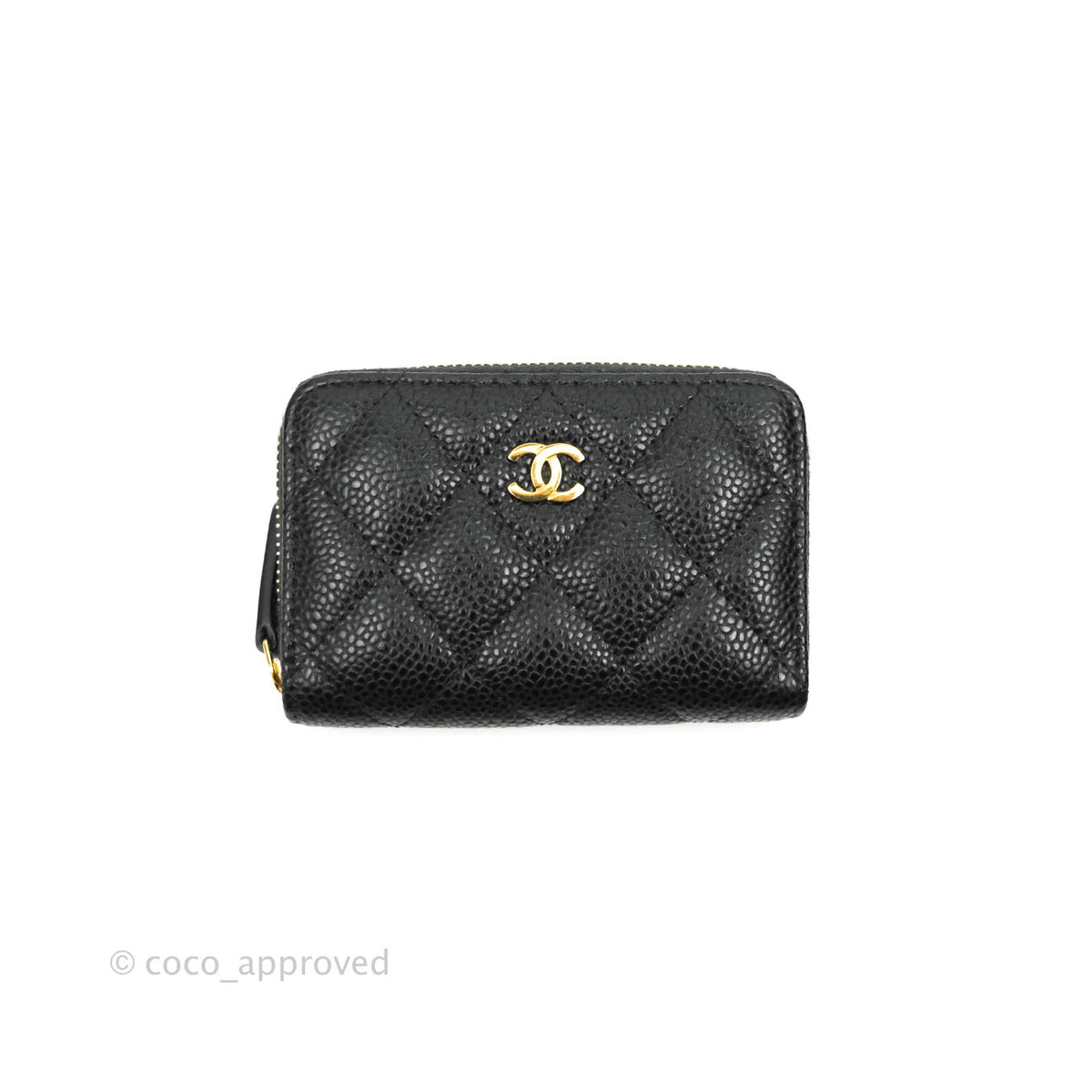 CHANEL Caviar Quilted Zip Coin Purse Black 1292709