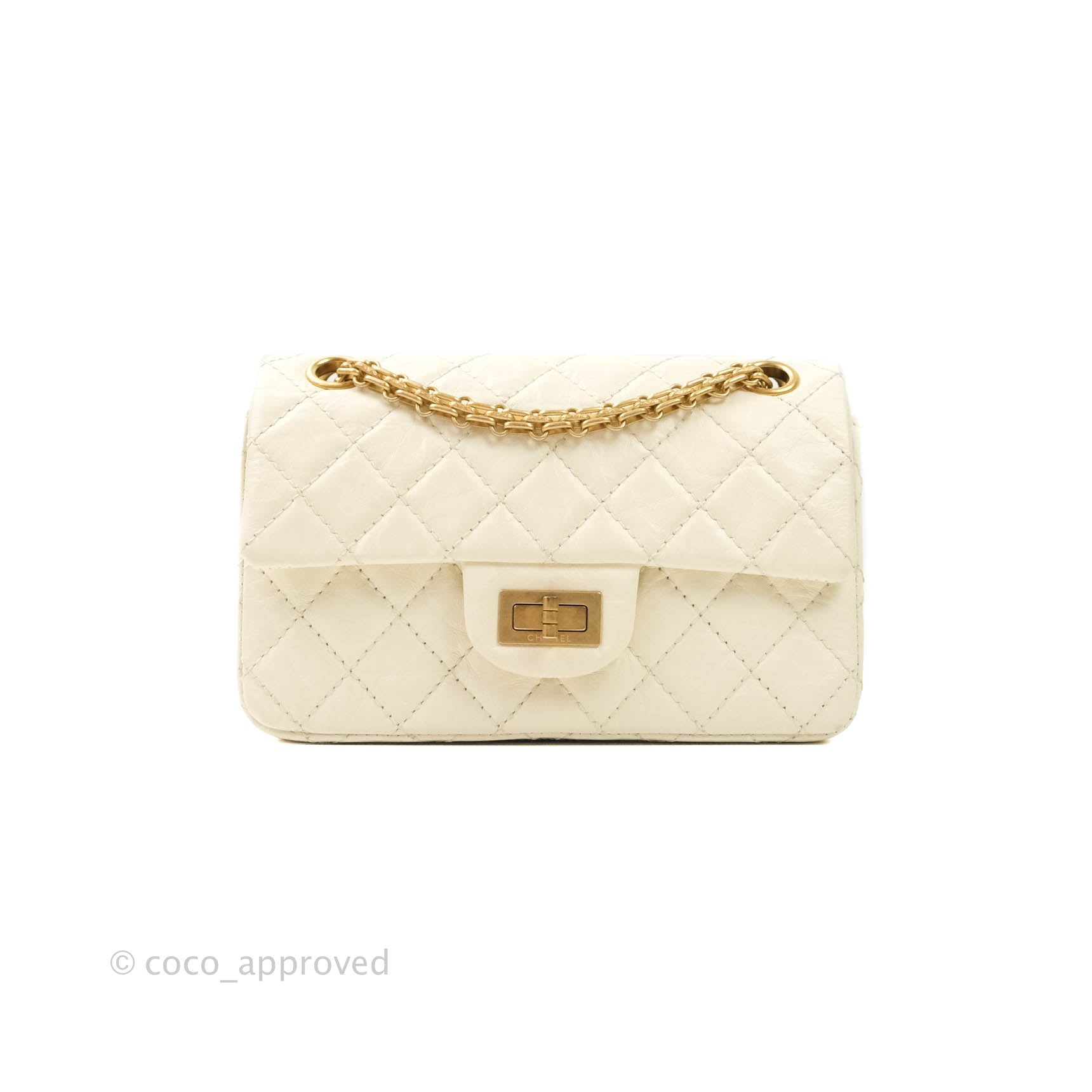komponist Duplikering Whirlpool Chanel Mini Reissue 224 White Aged Calfskin Aged Gold Hardware – Coco  Approved Studio