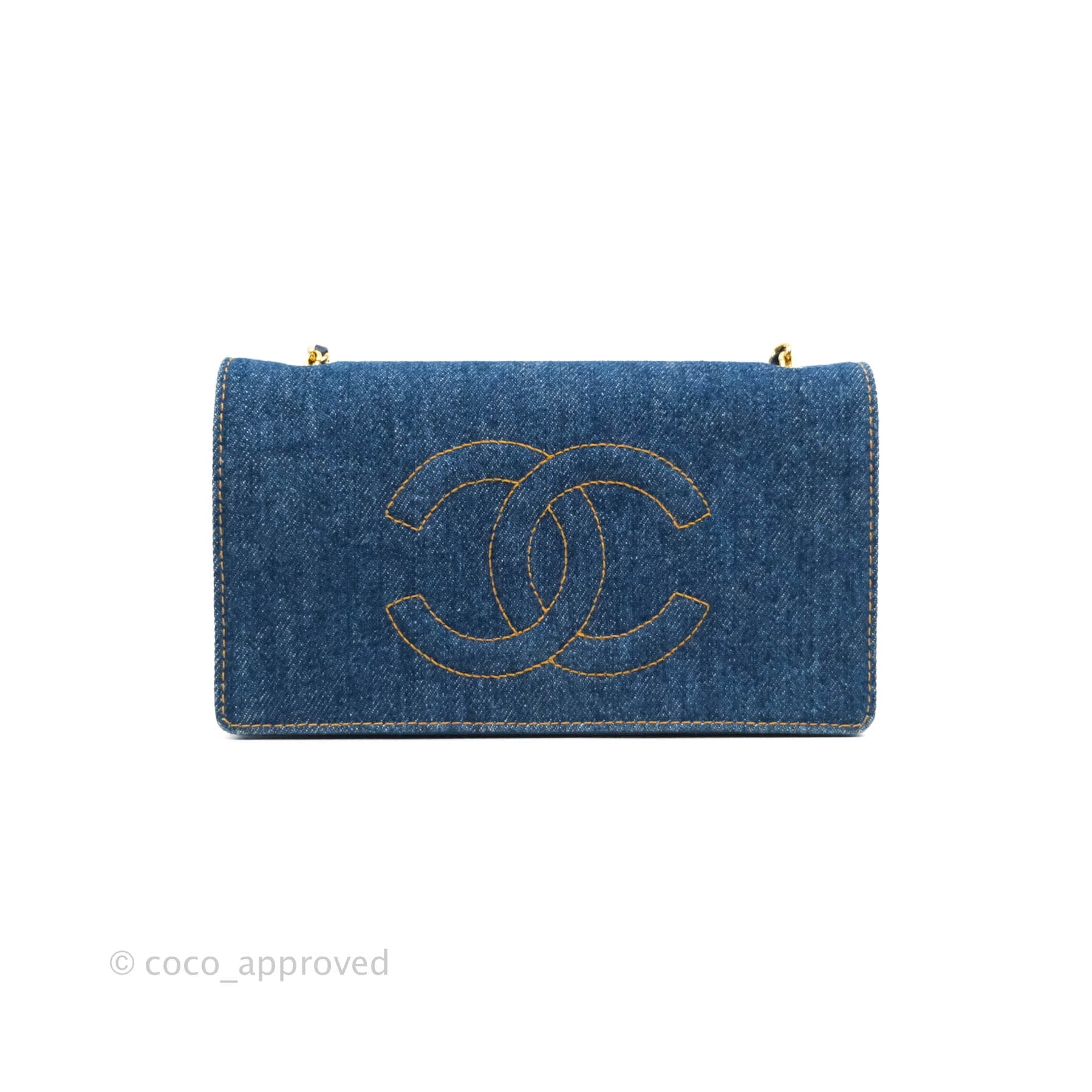 Chanel Vintage Denim Wallet On Chain WOC Gold Hardware – Coco
