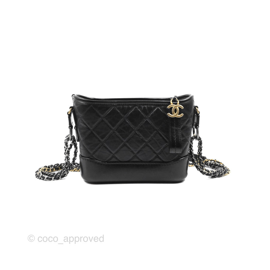 Chanel Calfskin Quilted Small Gabrielle Hobo Black Mixed Hardware