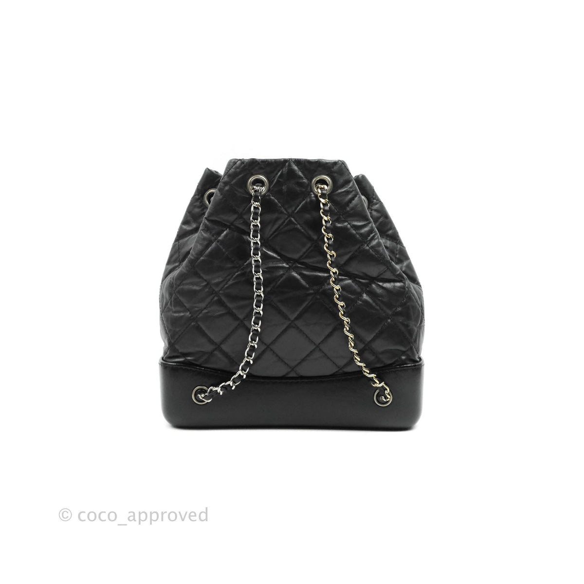 CHANEL Aged Calfskin Quilted Gabrielle Backpack Black 217544