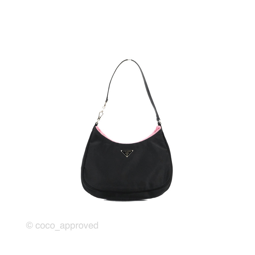 Prada Vintage Small Tessuto Hobo Bag Black Nylon – Coco Approved