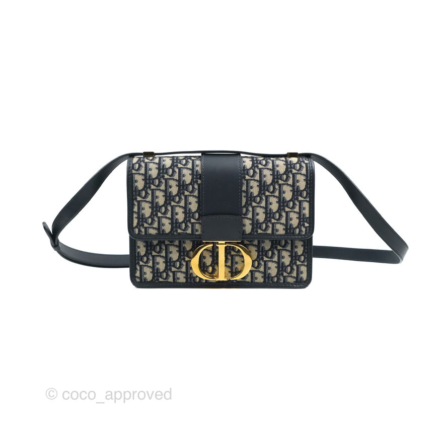 Small 30 Montaigne Bag Blue Dior Oblique Jacquard