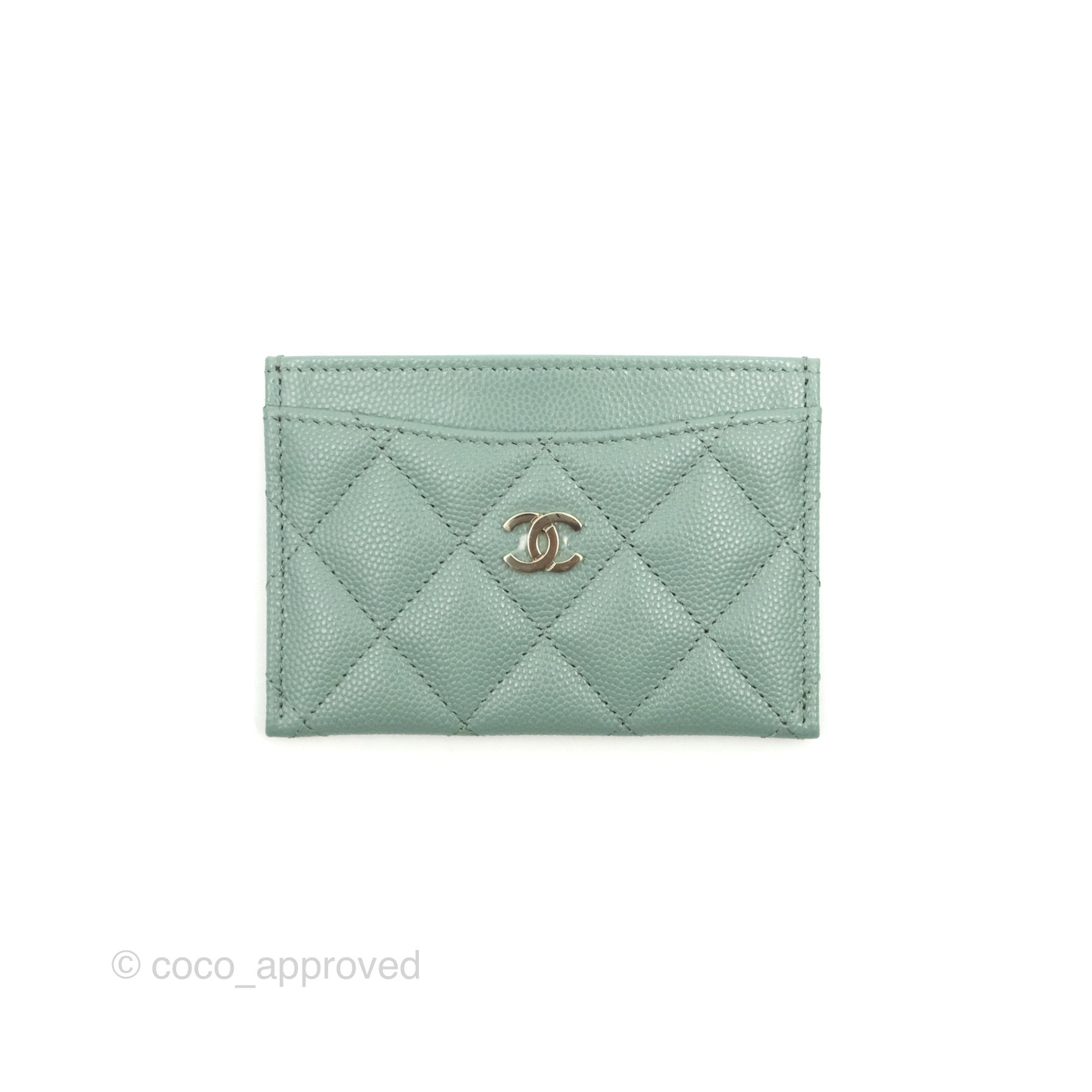 Chanel classic card holder green Clearance
