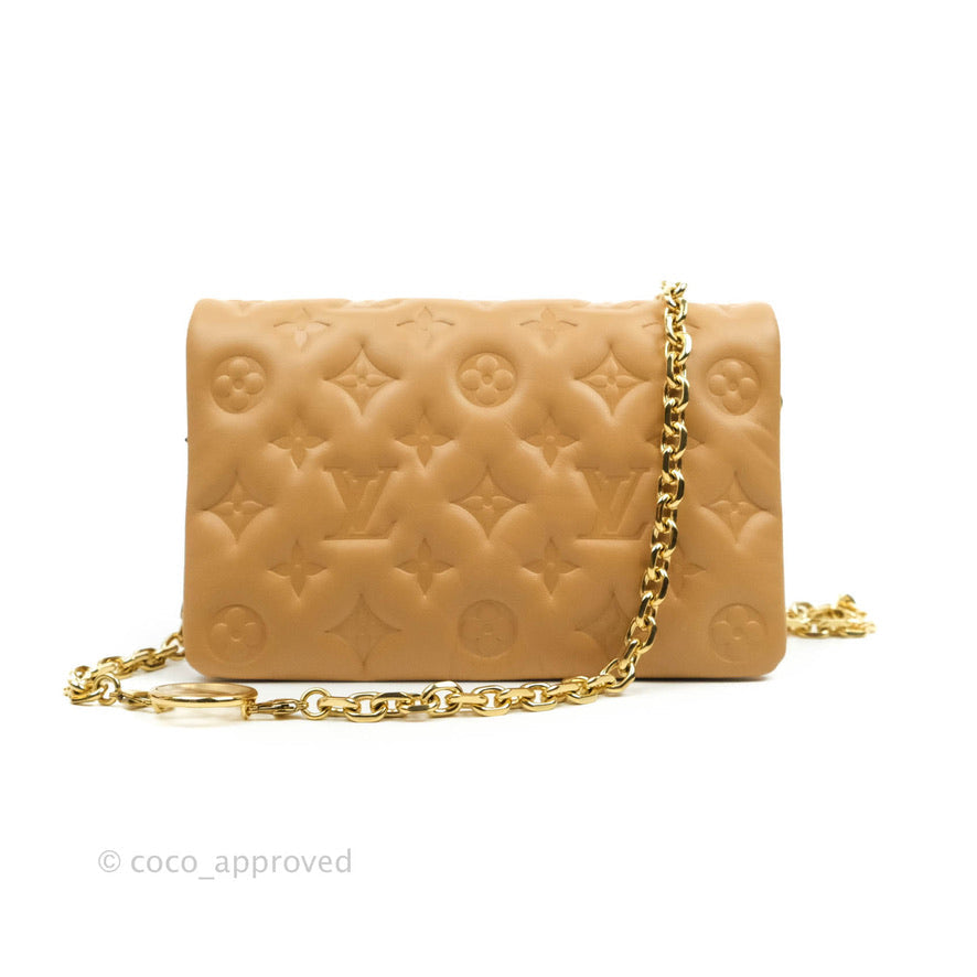 Louis Vuitton Pochette Coussin Monogram Caramel Beige Gold Hardware