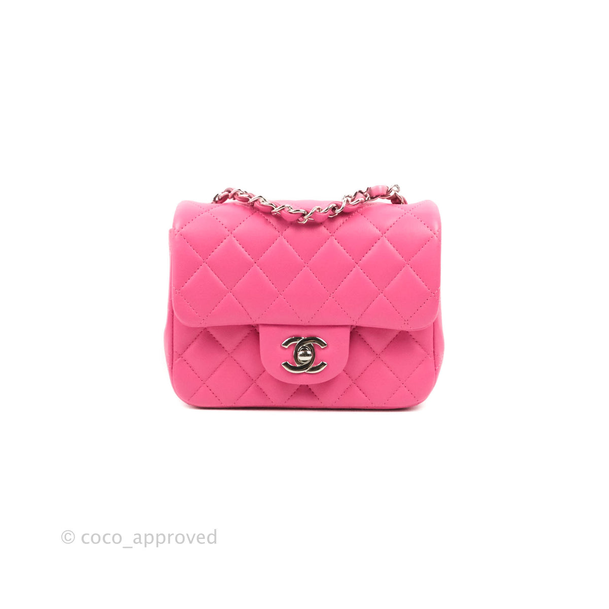 CHANEL Lambskin Quilted Mini Square Flap Pink 1258056