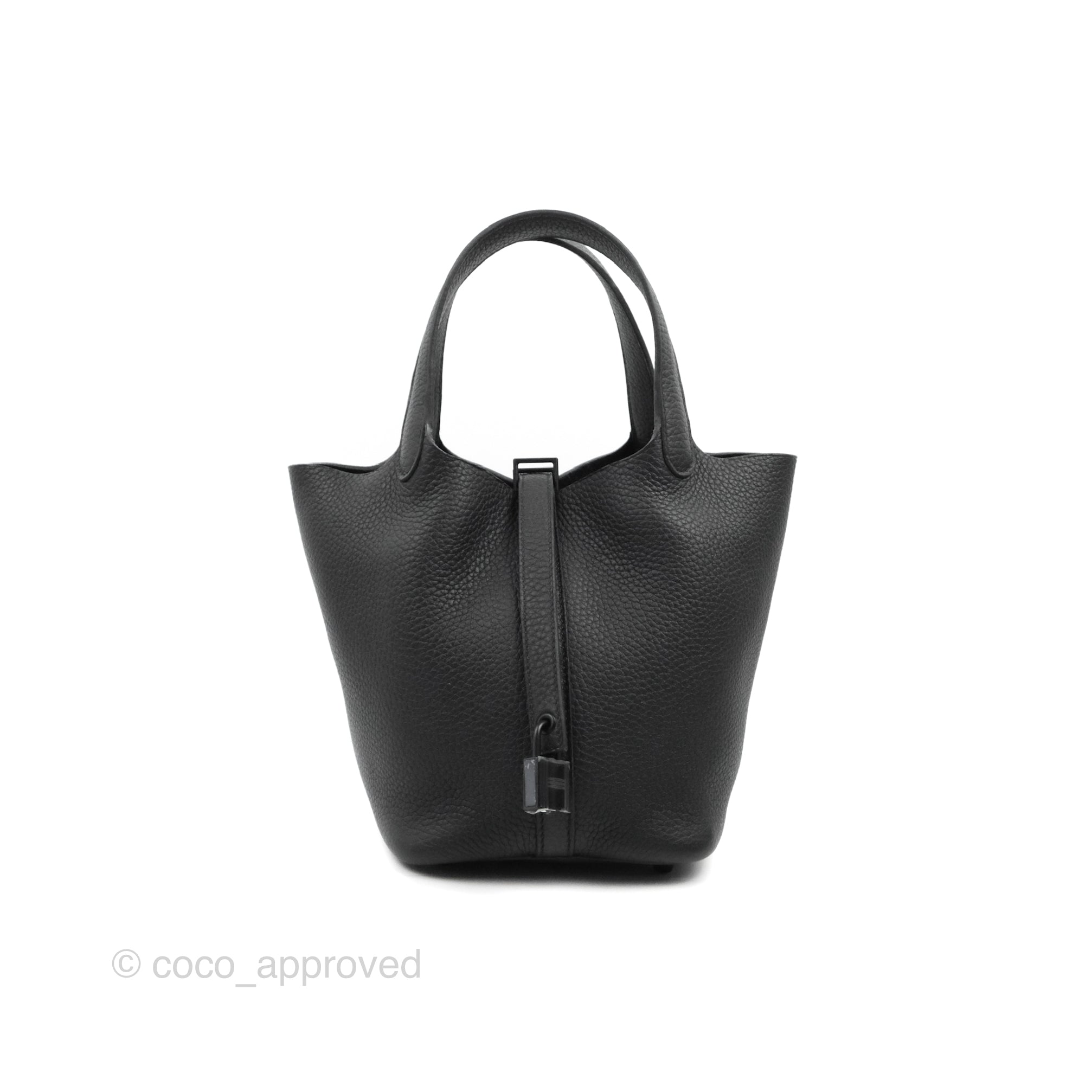 Hermès Picotin Lock 18 Black Clemence Leather Tote with Black Hardware