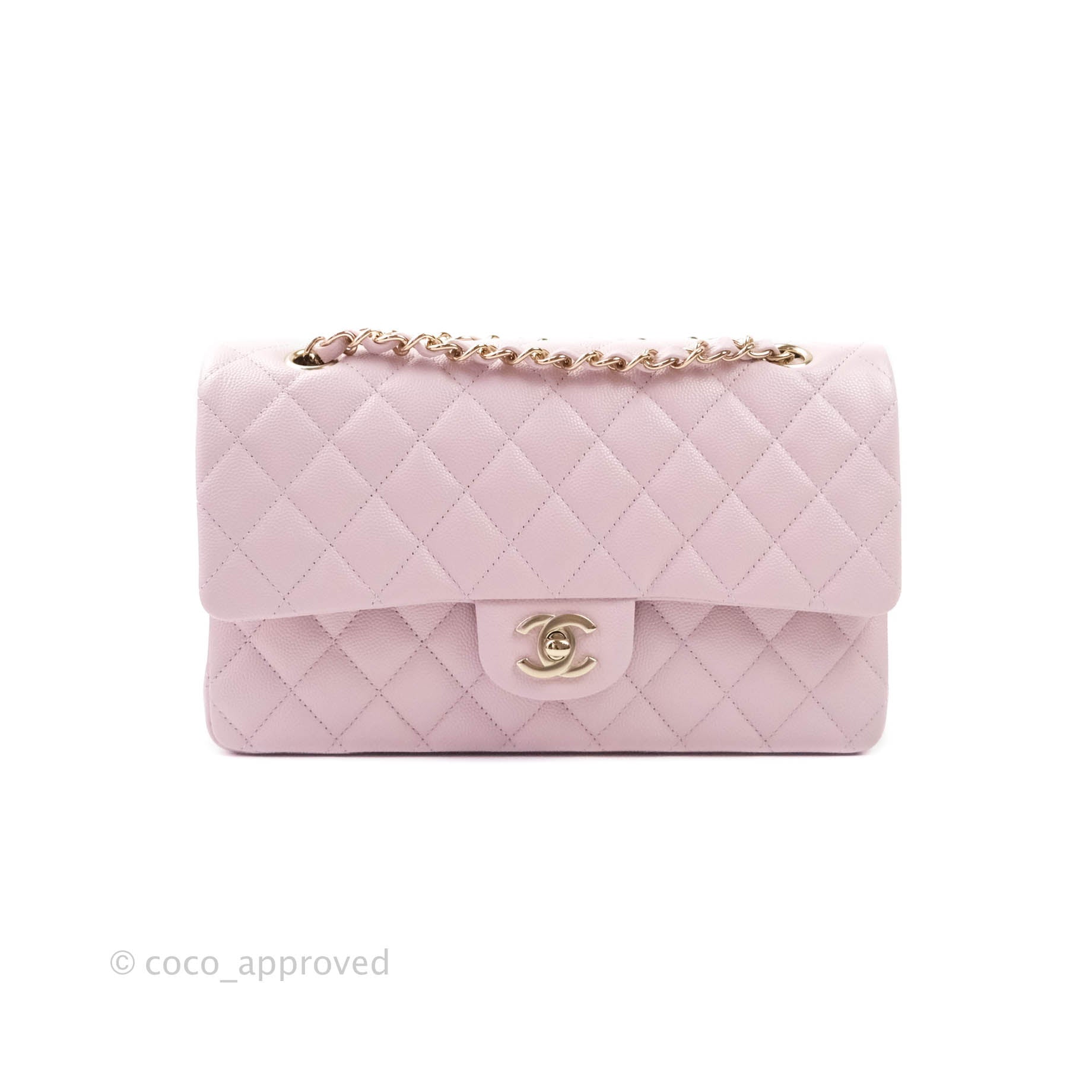 Chanel Quilted Classic Lilac Rose Clair Caviar Gold Hardware Flat Card –  Coco Approved Studio