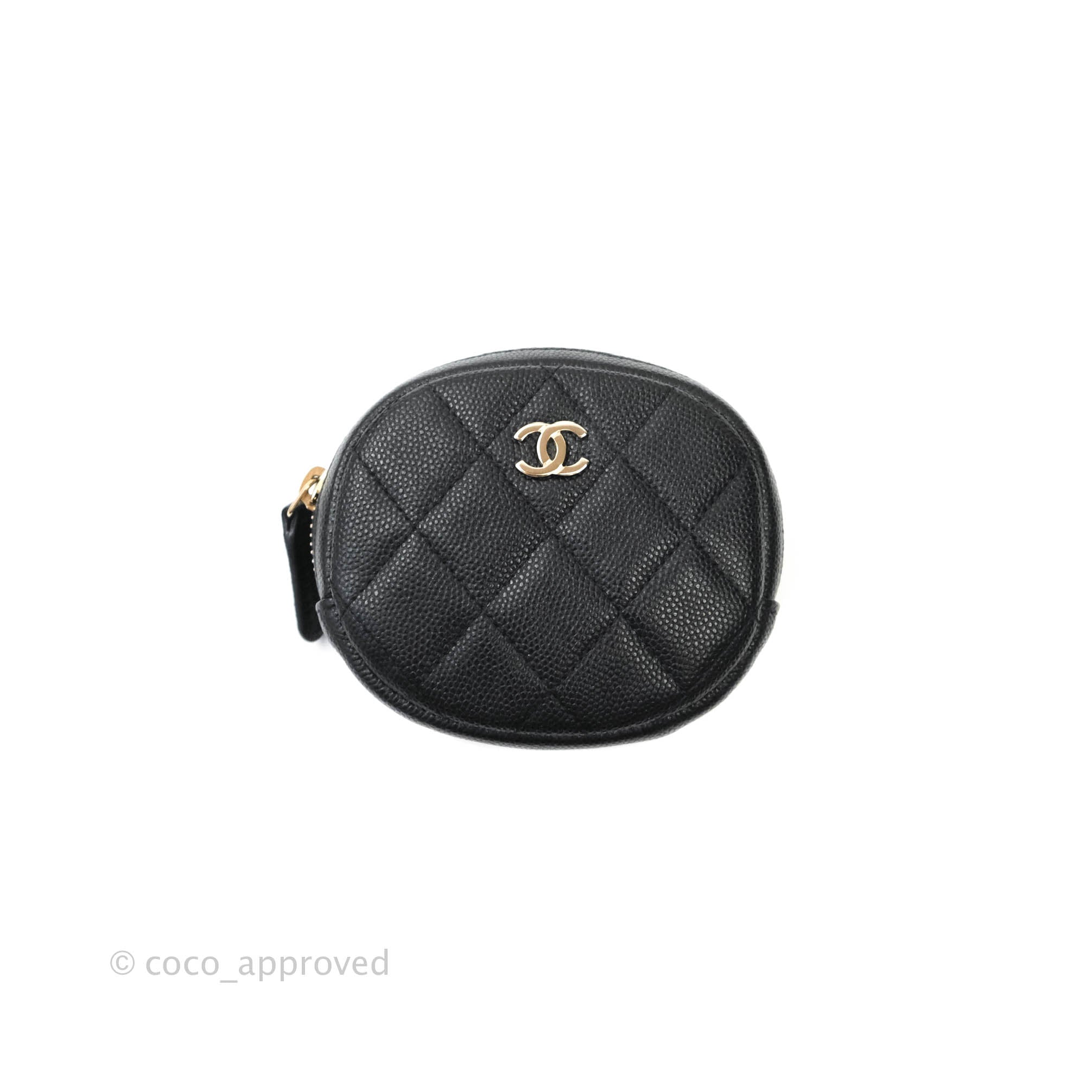 Chanel CC Round Coin Purse Black Caviar Gold Hardware – Coco