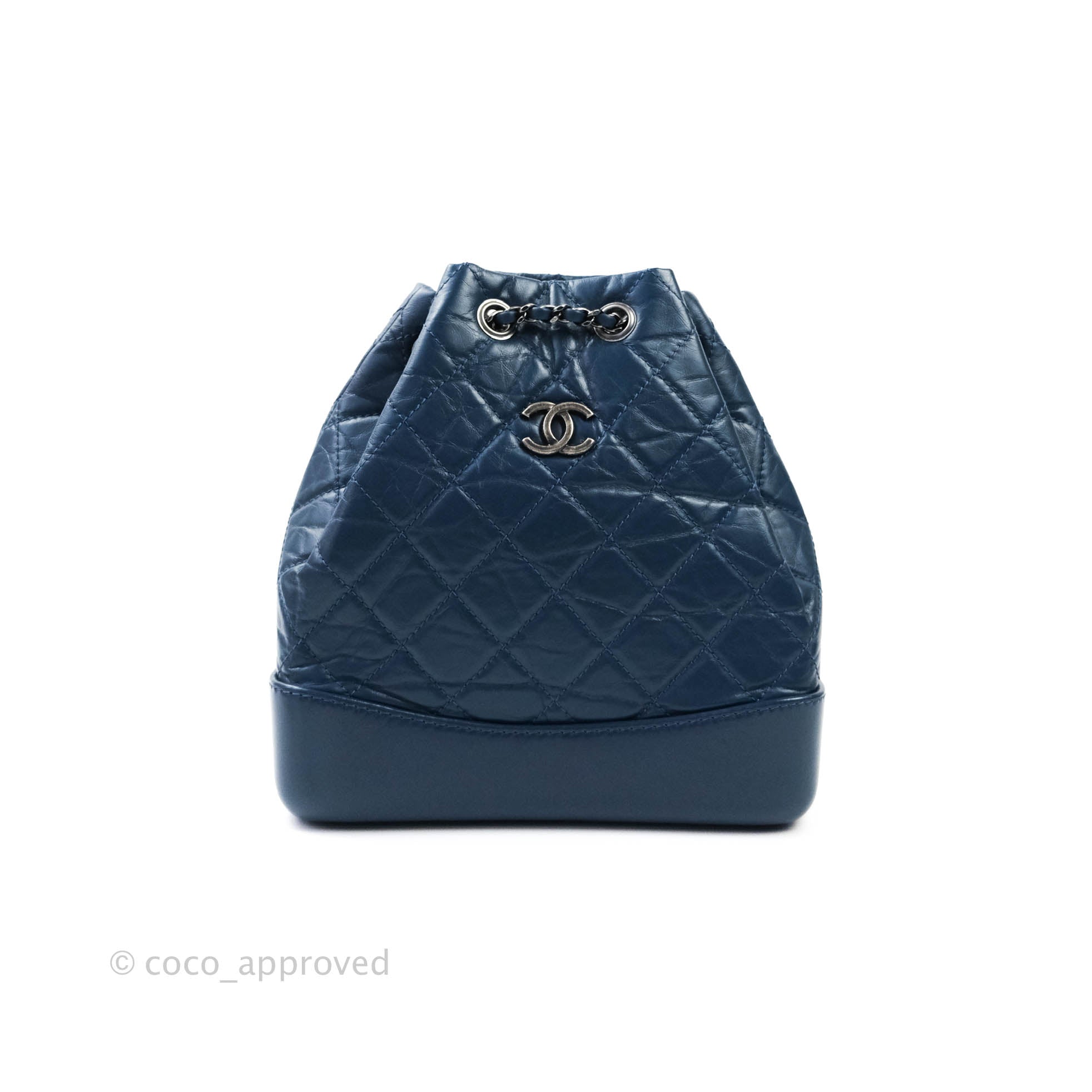 Chanel Gabrielle Clutch With Chain Aged Calfskin Navy Black Mixed Hard –  Coco Approved Studio