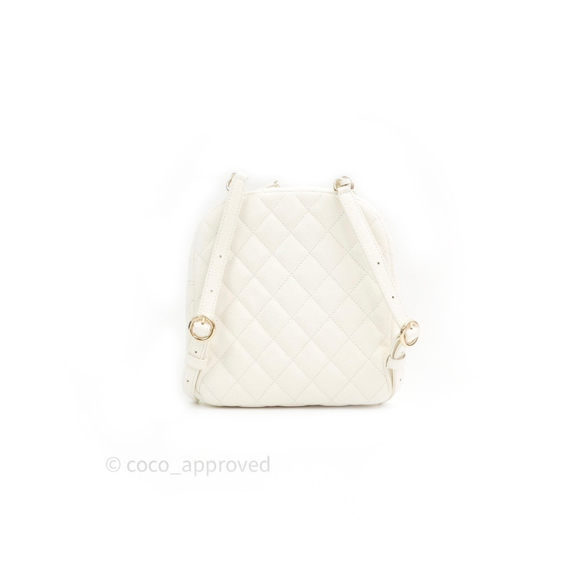 chanel cc day backpack quilted caviar mini Chanel Quilted Small CC Day Backpack Ivory Caviar Light Gold Hardware – Coco Approved Studio