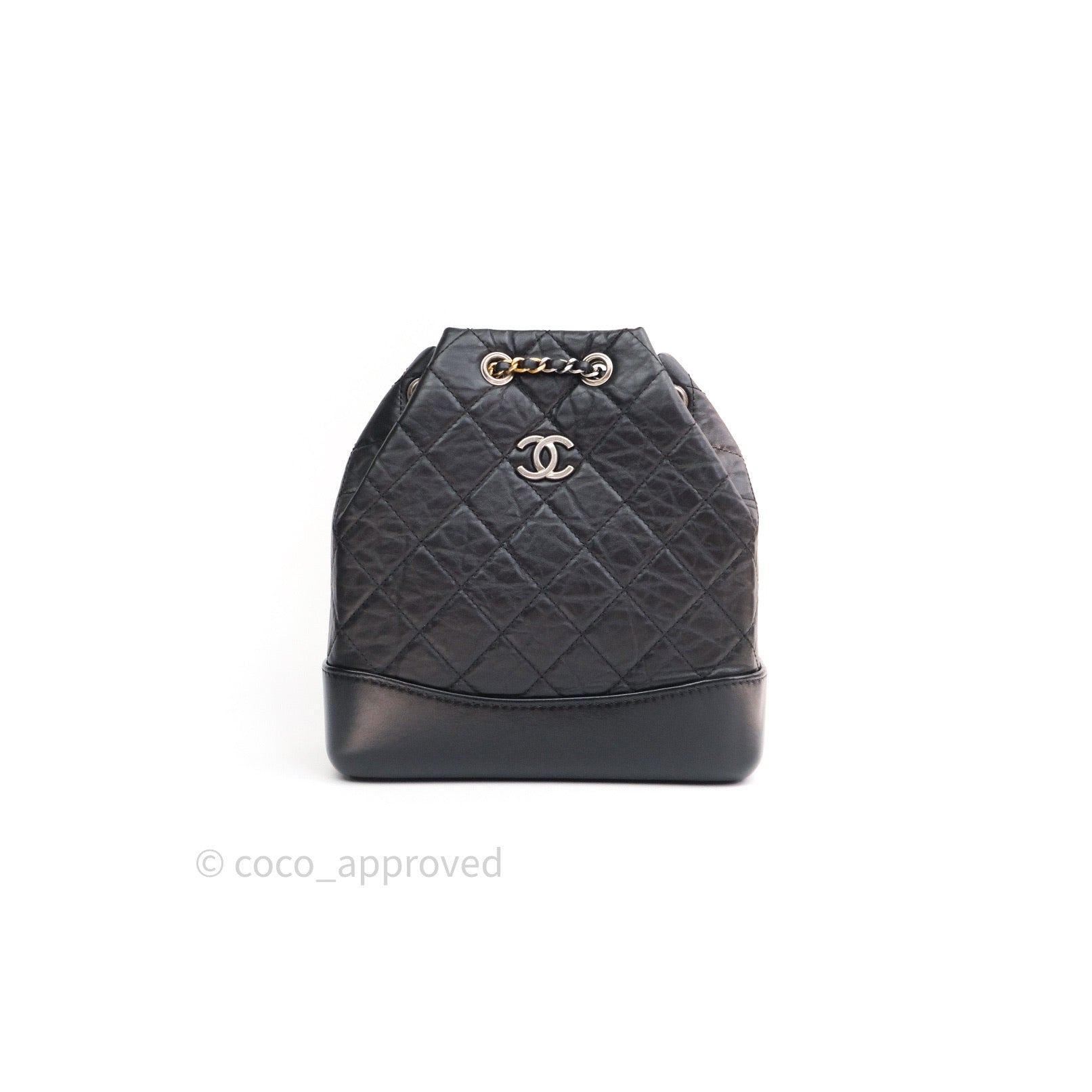 Chanel Gabrielle Backpack Black Aged Calfskin Small Black – Coco