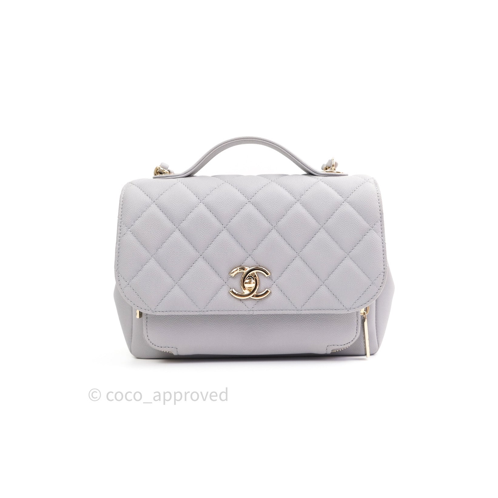Chanel Business Affinity Flap Bag Quilted Caviar Small Gray 722791