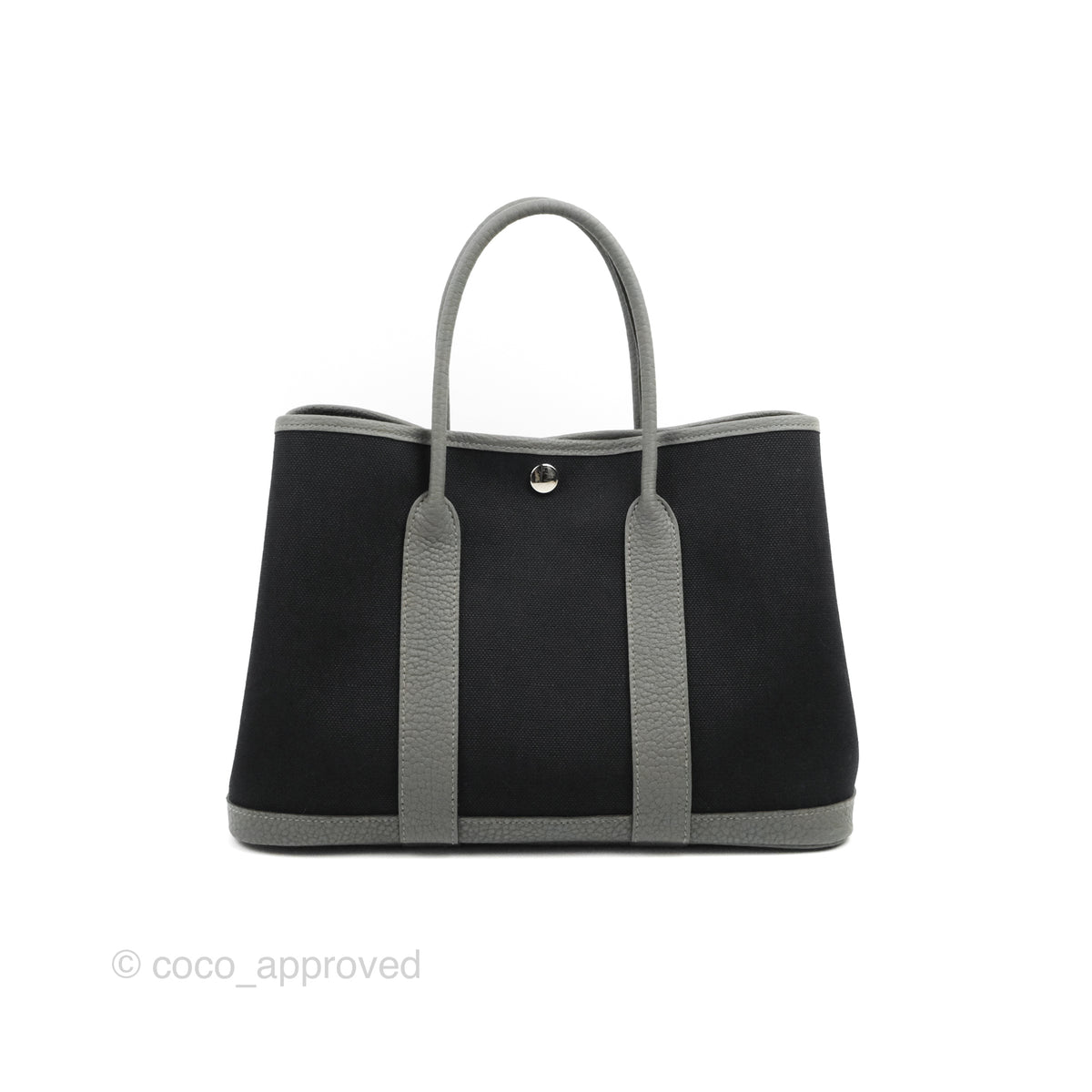 Hermès Garden Party 30 Canvas Black/Gris Meyer – Coco Approved Studio