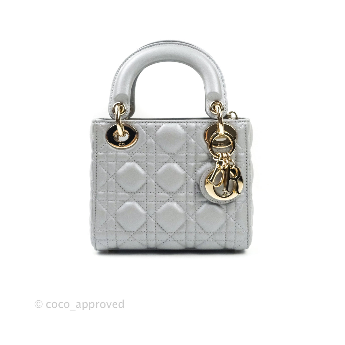 Christian Dior Mini Lady Dior Grey Lambskin Cannage Silver Hardware – Coco  Approved Studio