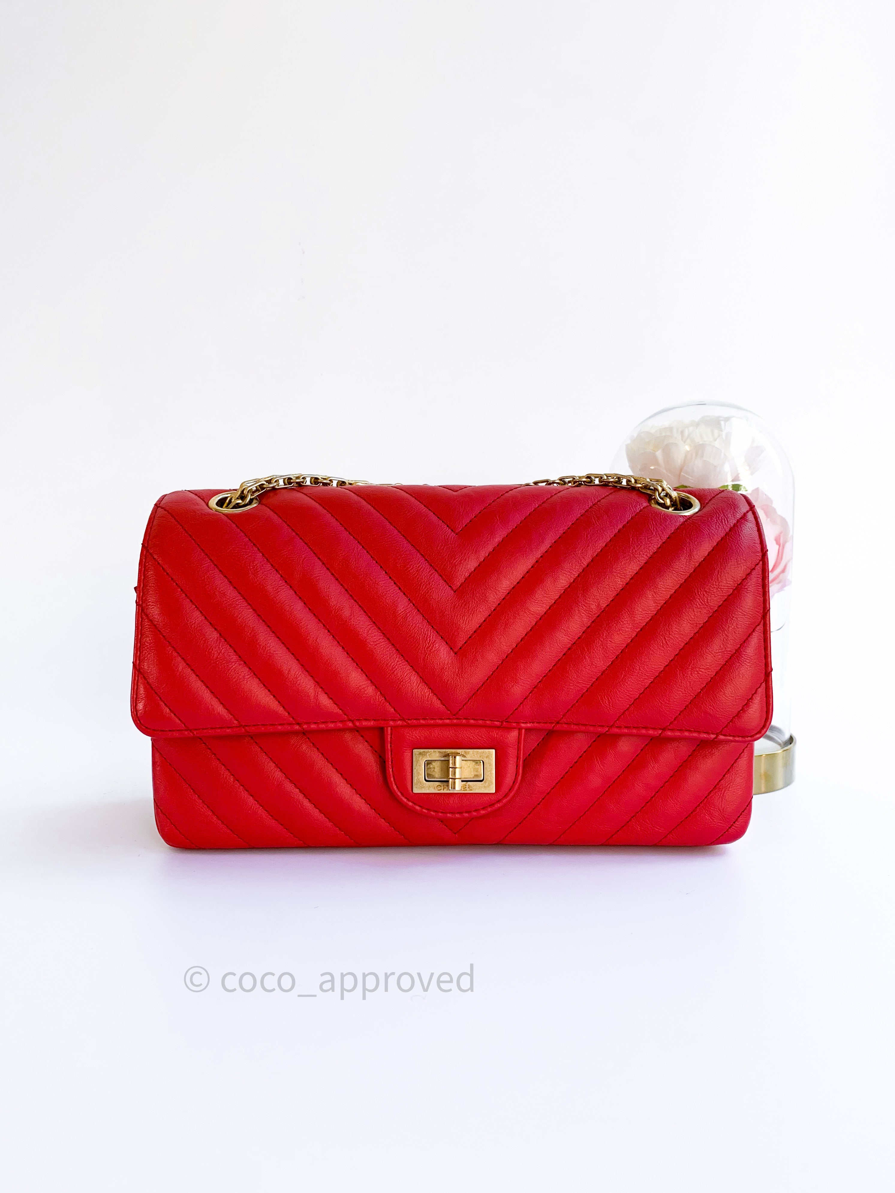 Chanel 2.55 reissue satin mock croc Red Golden Metal ref.102064 - Joli  Closet