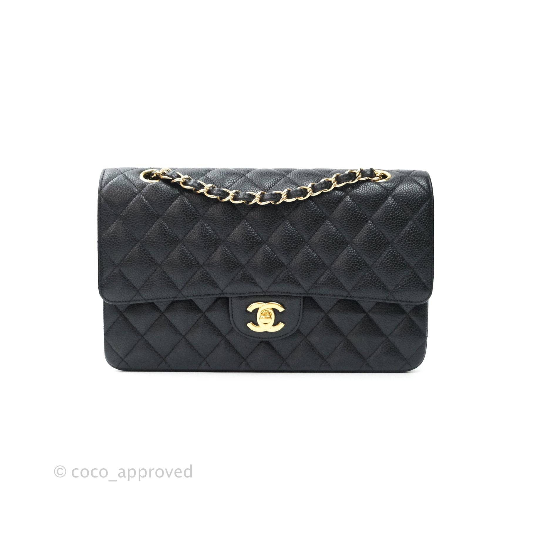 Vært for deform I de fleste tilfælde Chanel Classic M/L Medium Double Flap Bag Black Caviar 24K Gold Hardwa –  Coco Approved Studio