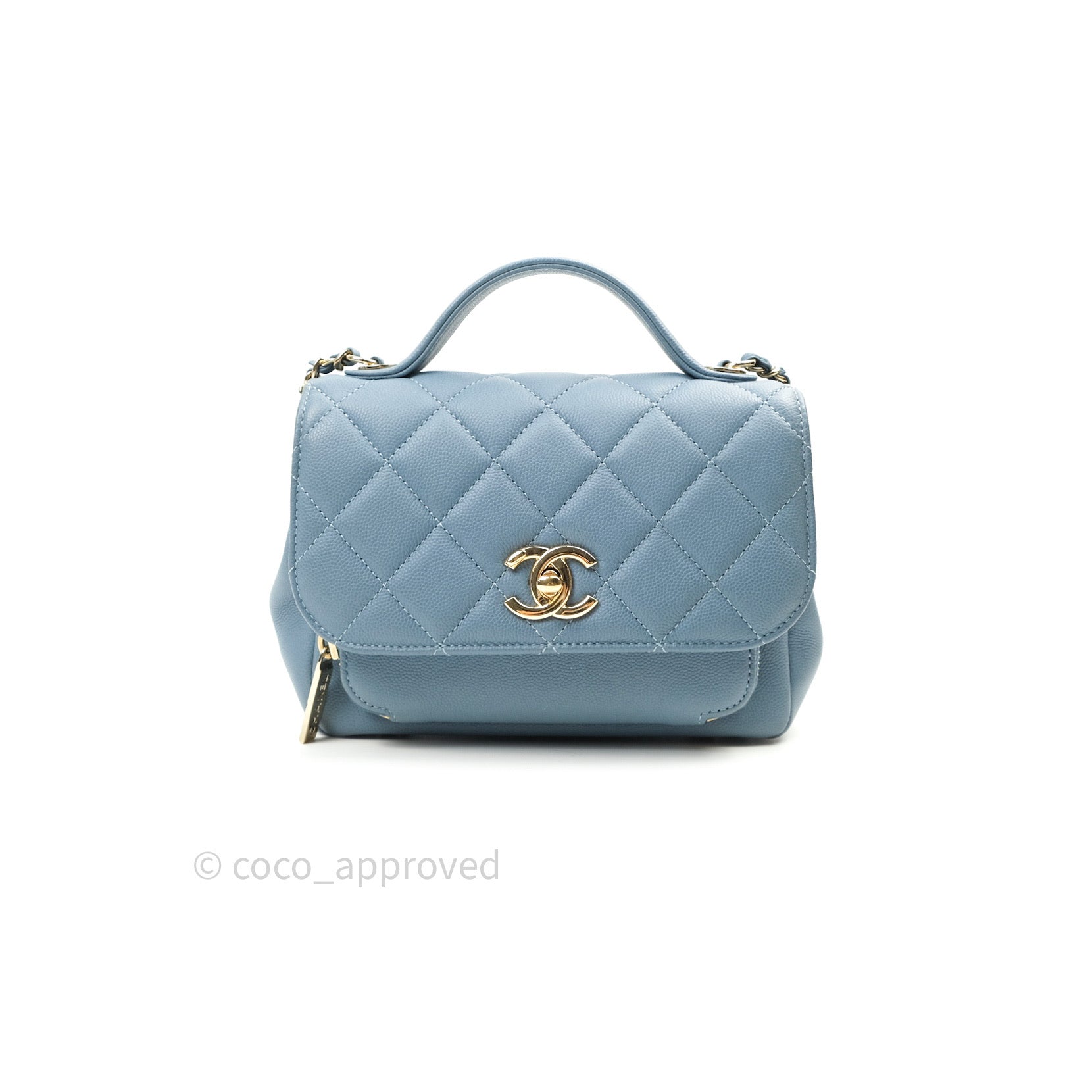 Chanel Light Blue Caviar Leather Small Business Affinity Flap Shoulder Bag  Chanel