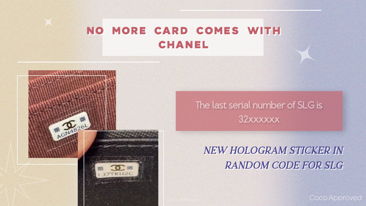 Chanel's authentication cards and hologram stickers. - Still in