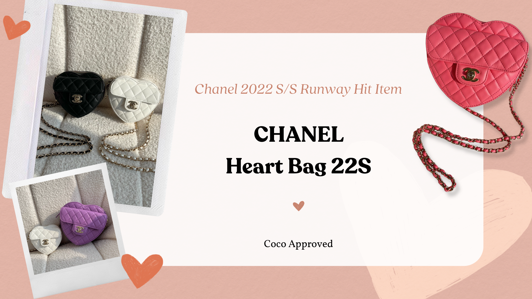 CHANEL 22S Purple CC in Love Heart Small Cross-Body Bag Light Gold