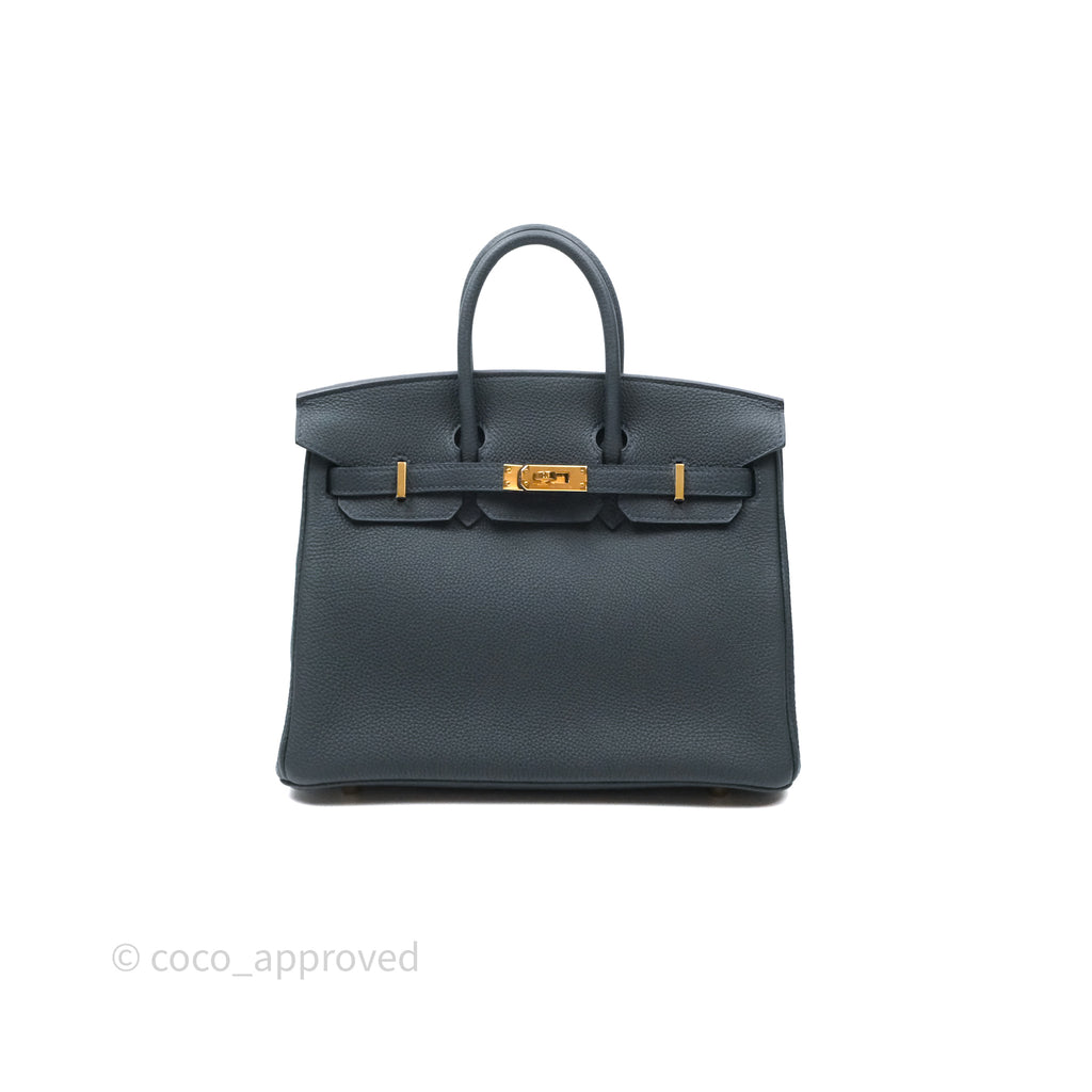 Hermès Birkin 25 Retourne Vert Rousseau V0 Togo Gold Hardware