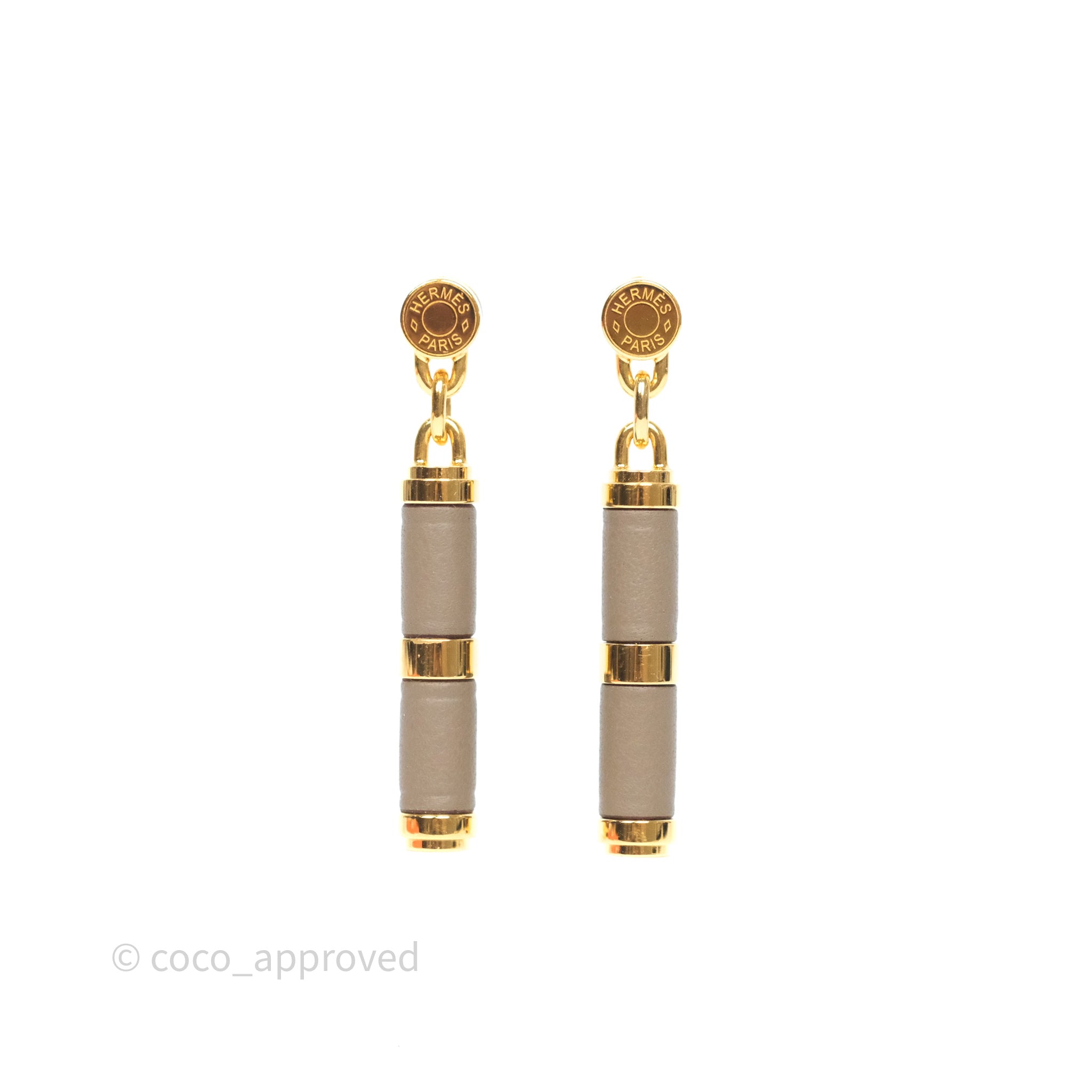 【HERMES】Charniere earrings, small model Hermes Charniere Earrings Small Model Etoupe 18 – Coco