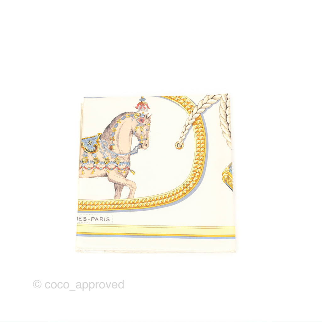 Hermès Grand Apparat Forever Silk Scarf 90 Crème / Gold / Multicolore
