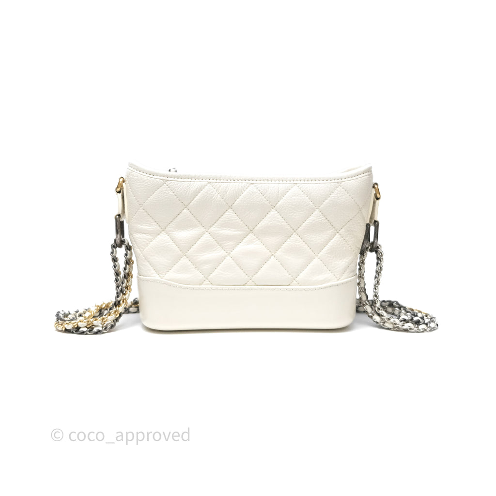 Chanel Small Gabrielle Hobo White Patent Goatskin Mixed Hardware