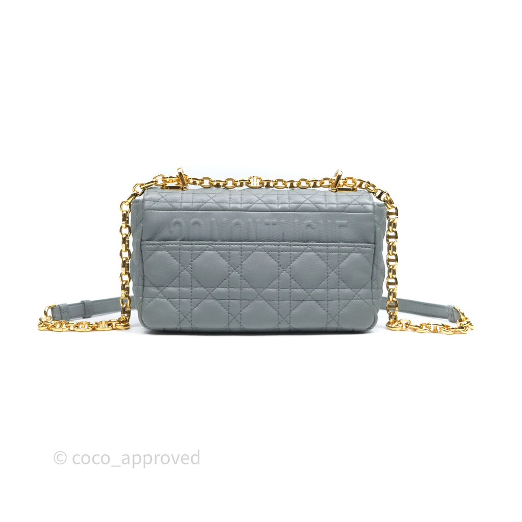 Dior Small Caro Bag Grey Supple Cannage Calfskin